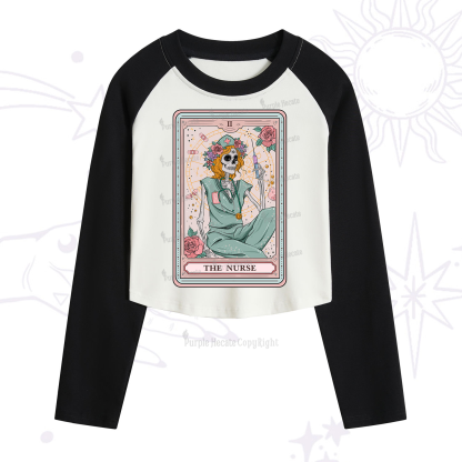 Purplehecate The Nurse Tarot Cropped Raglan Long Sleeve T-Shirt