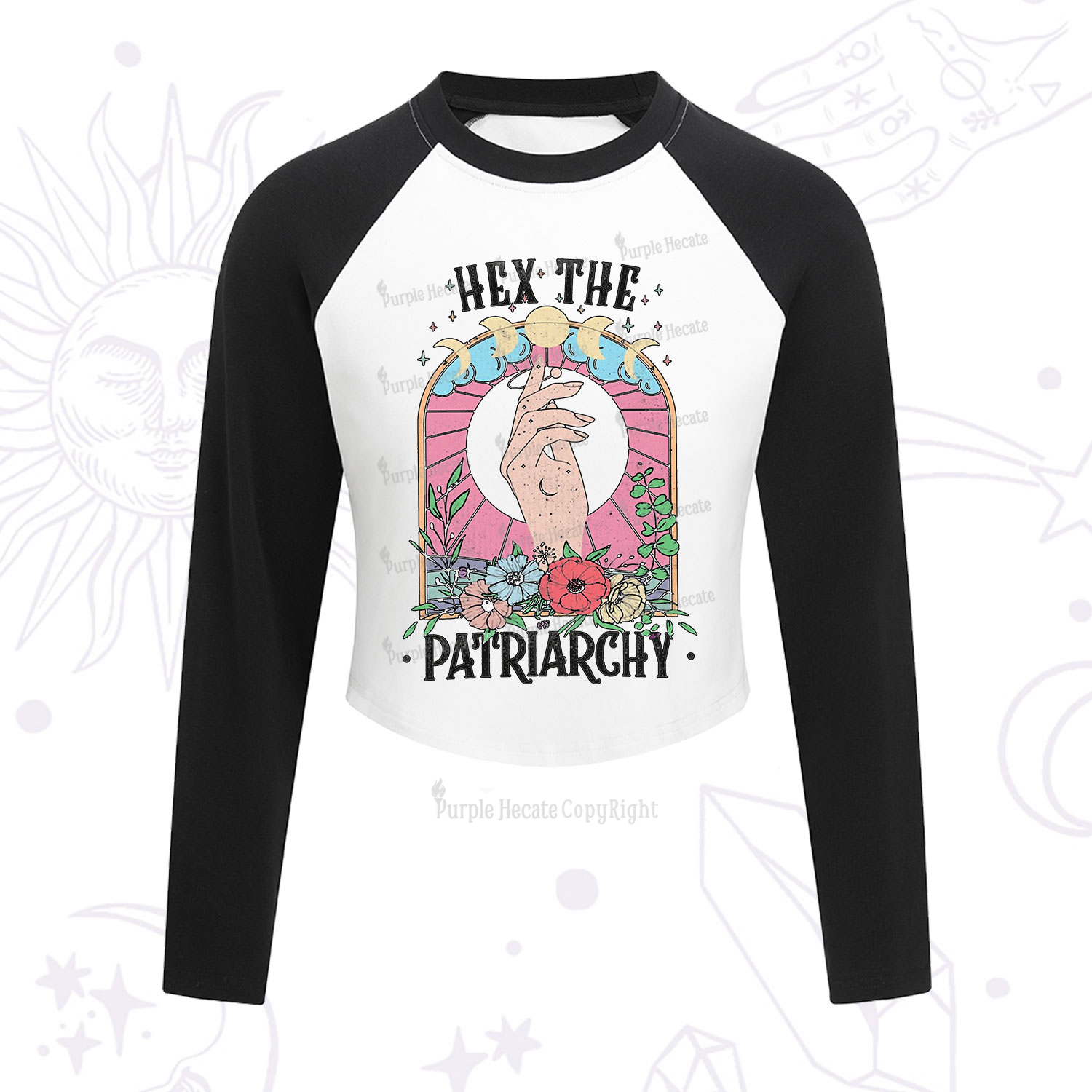 Purplehecate Hex The Patriarchy Cropped Raglan Long Sleeve T-Shirt