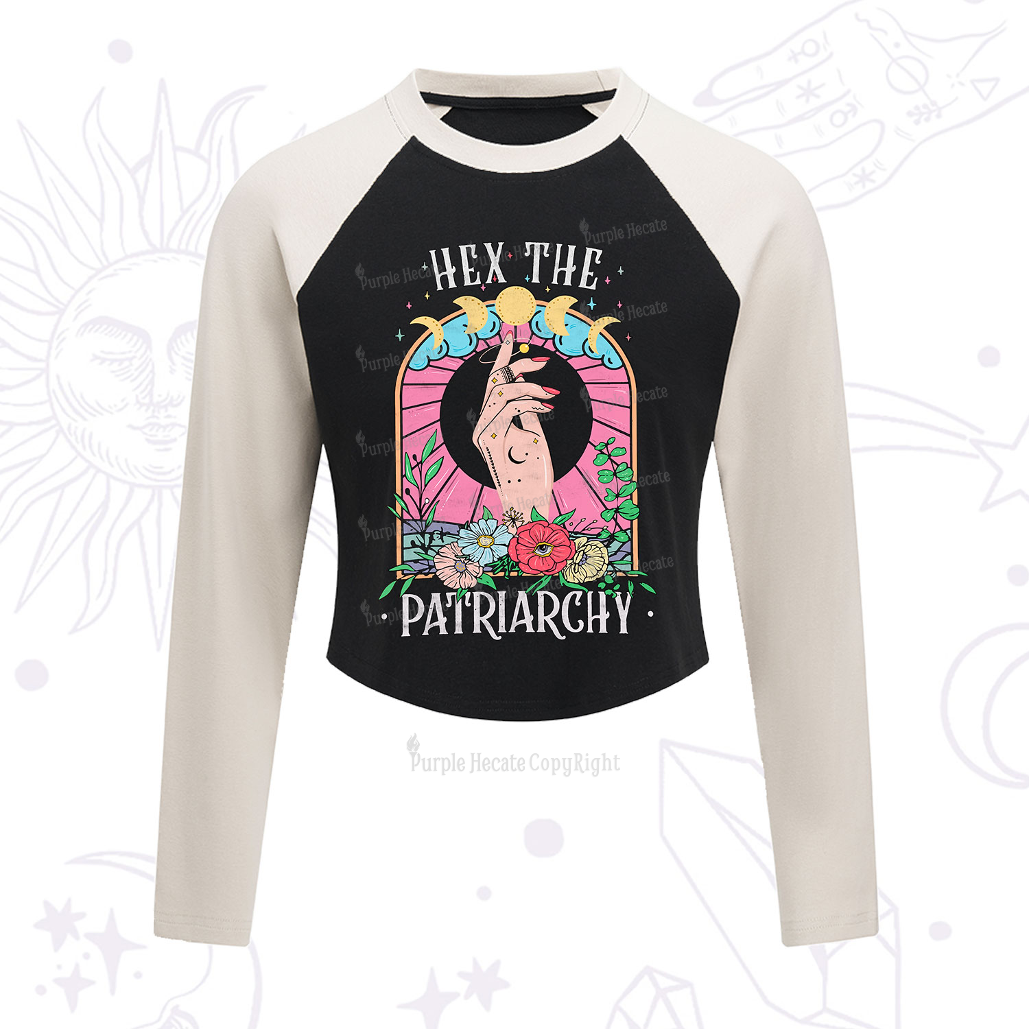 Purplehecate Hex The Patriarchy Cropped Raglan Long Sleeve T-Shirt