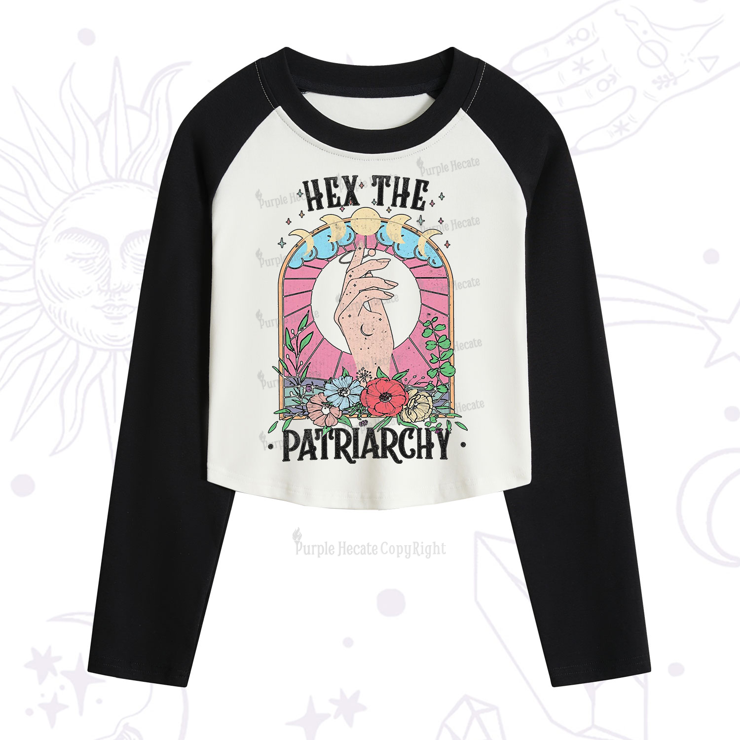 Purplehecate Hex The Patriarchy Cropped Raglan Long Sleeve T-Shirt