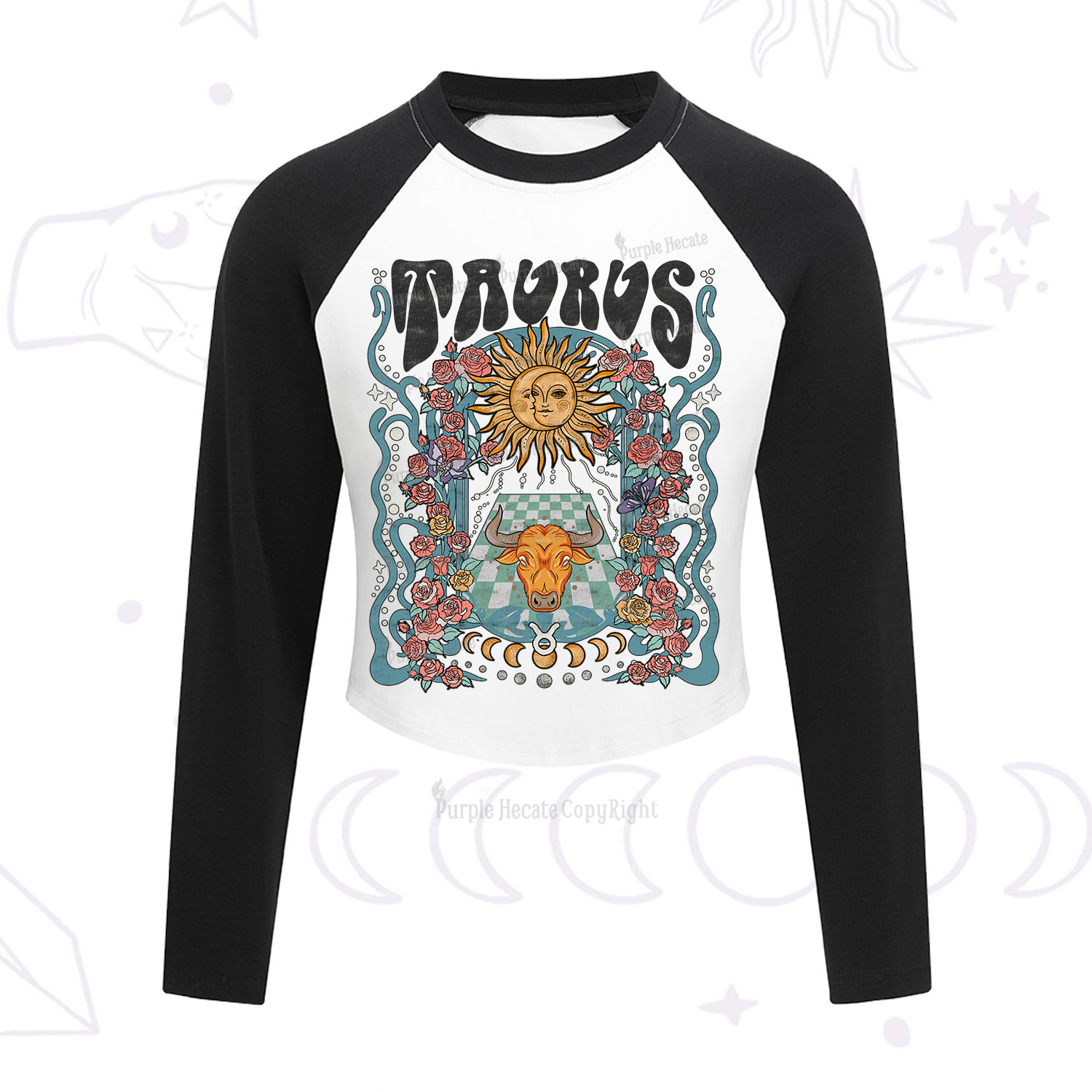 Purplehecate Taurus Spirit Zodiac Cropped Raglan Long Sleeve T-Shirt
