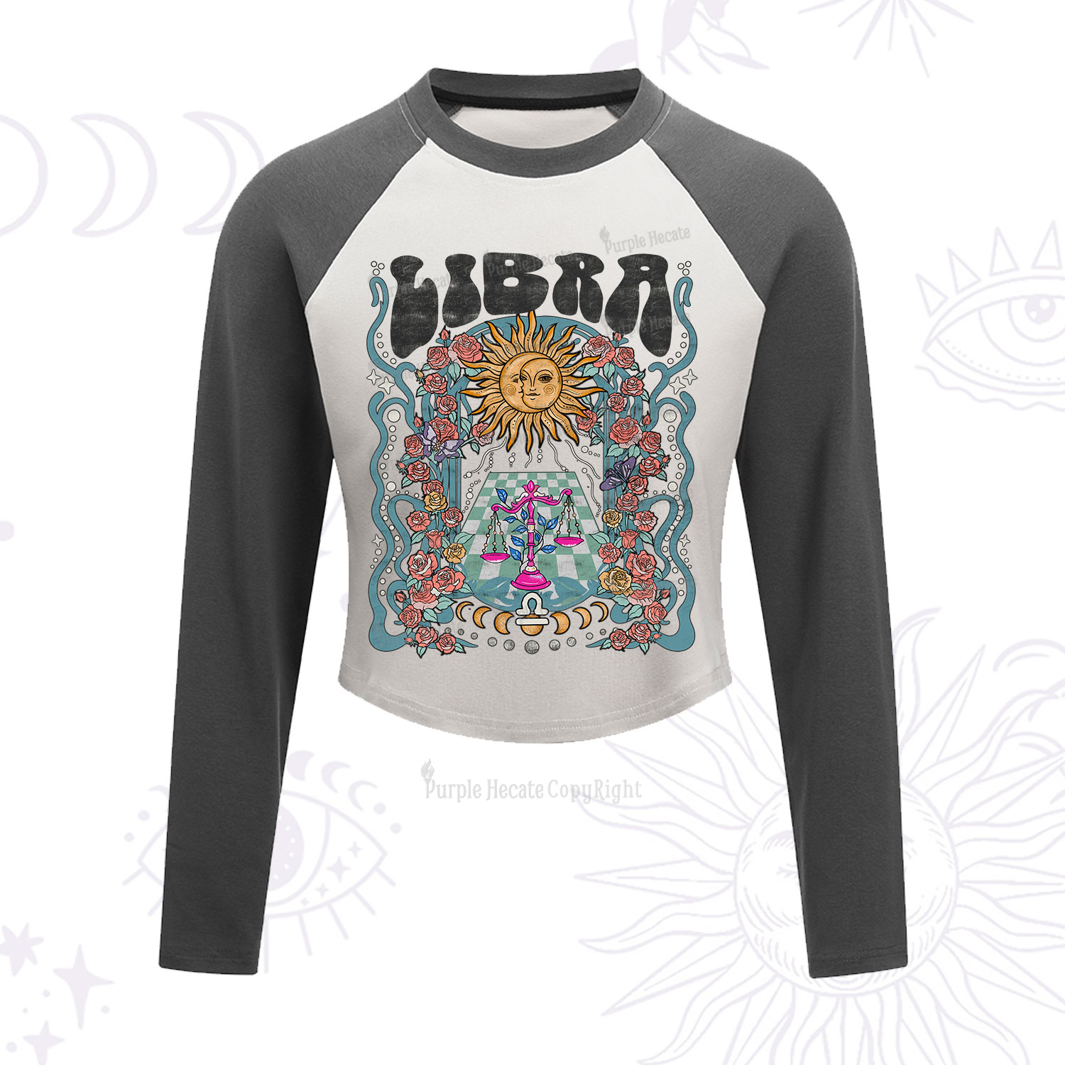 Purplehecate Libra Spirit Zodiac Cropped Raglan Long Sleeve T-Shirt