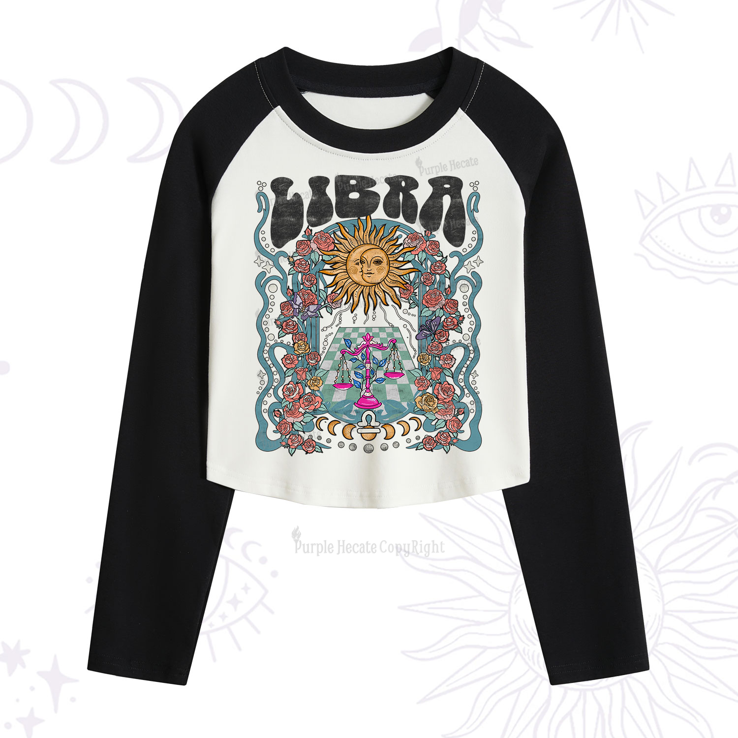 Purplehecate Libra Spirit Zodiac Cropped Raglan Long Sleeve T-Shirt