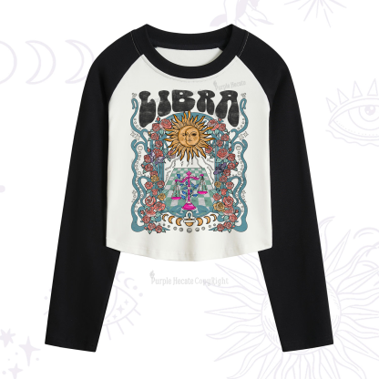 Purplehecate Libra Spirit Zodiac Cropped Raglan Long Sleeve T-Shirt