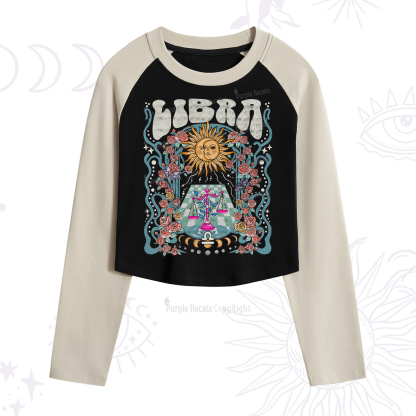 Purplehecate Libra Spirit Zodiac Cropped Raglan Long Sleeve T-Shirt
