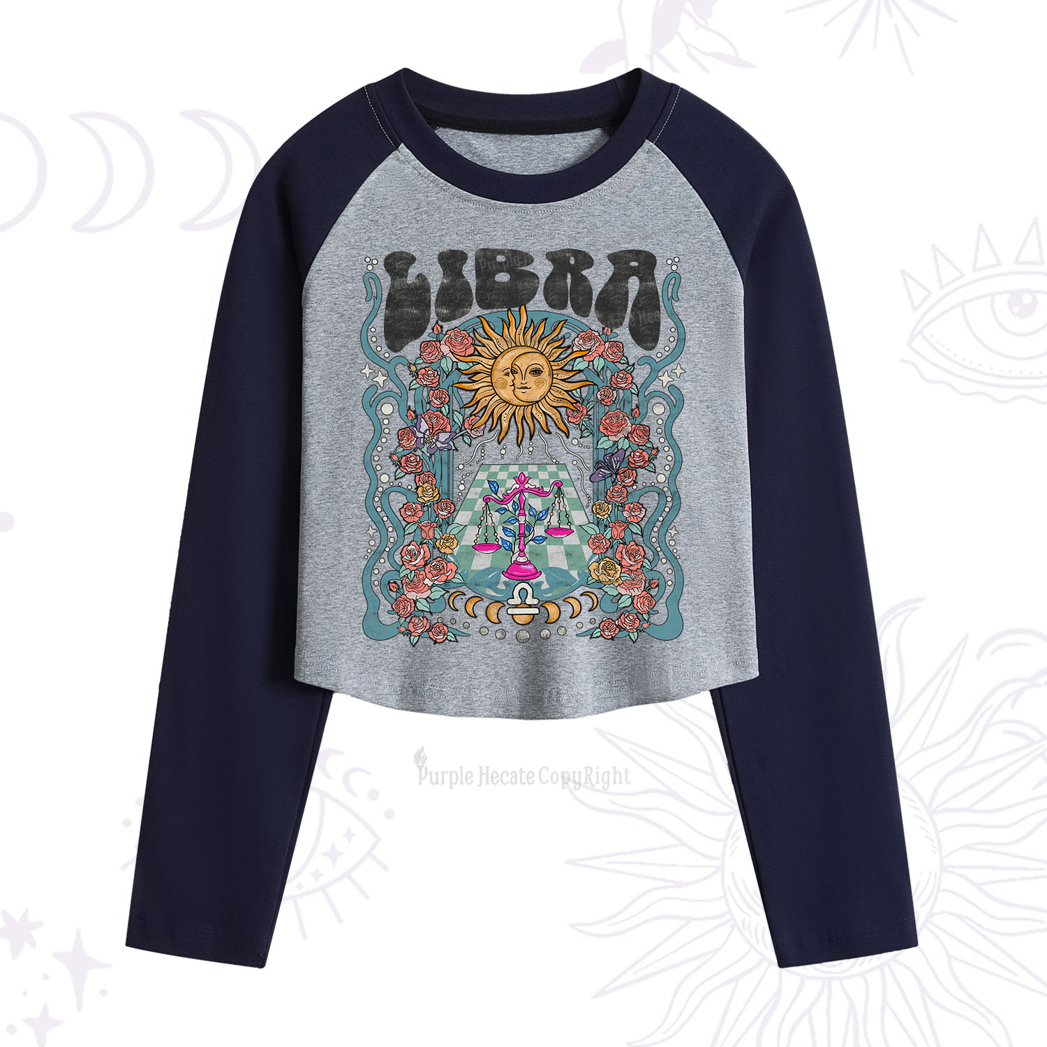 Purplehecate Libra Spirit Zodiac Cropped Raglan Long Sleeve T-Shirt