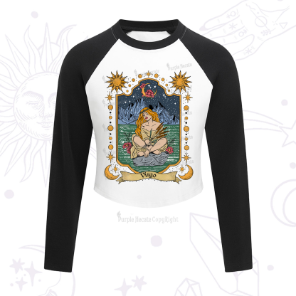 Purplehecate Virgo Zodiac Cropped Raglan Long Sleeve T-Shirt
