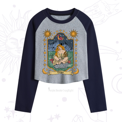 Purplehecate Virgo Zodiac Cropped Raglan Long Sleeve T-Shirt
