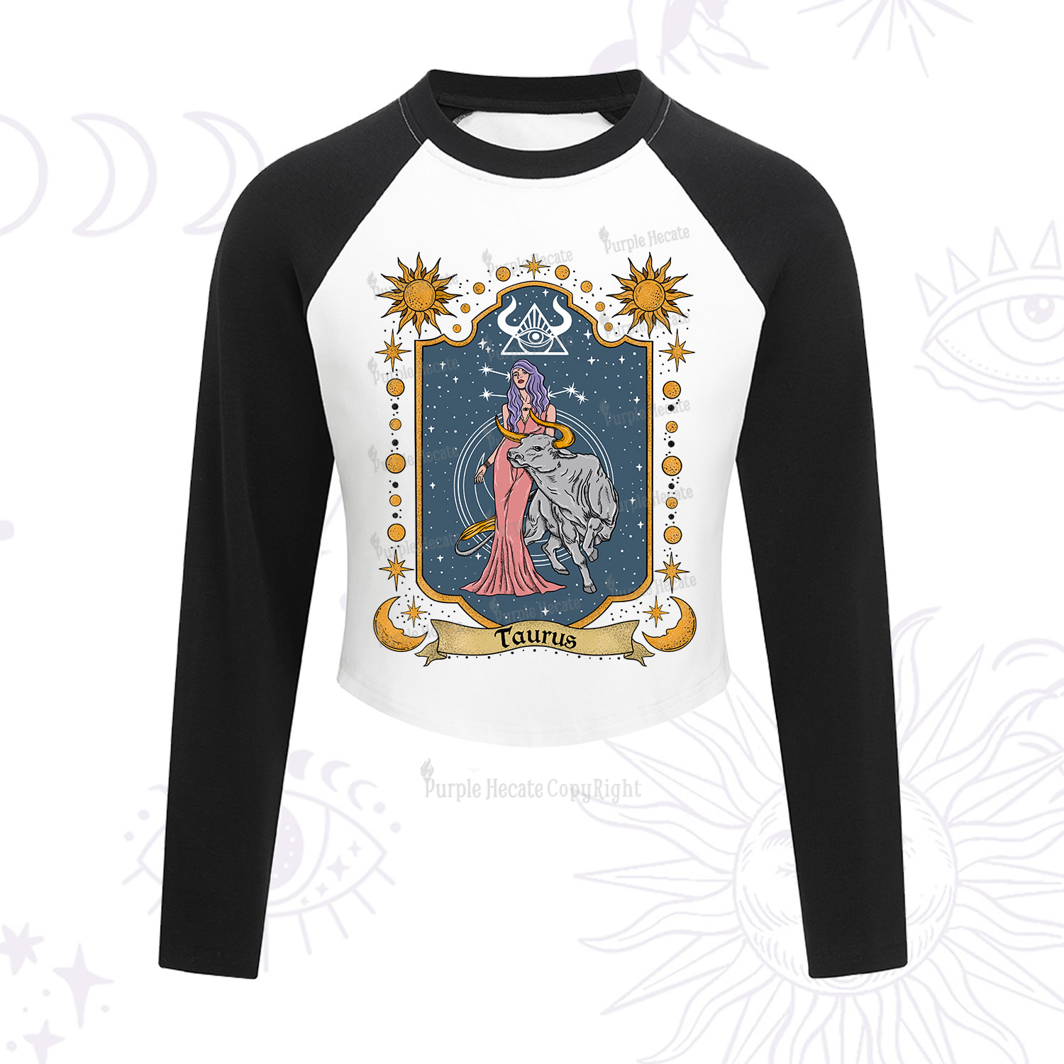 Purplehecate Taurus Zodiac Cropped Raglan Long Sleeve T-Shirt