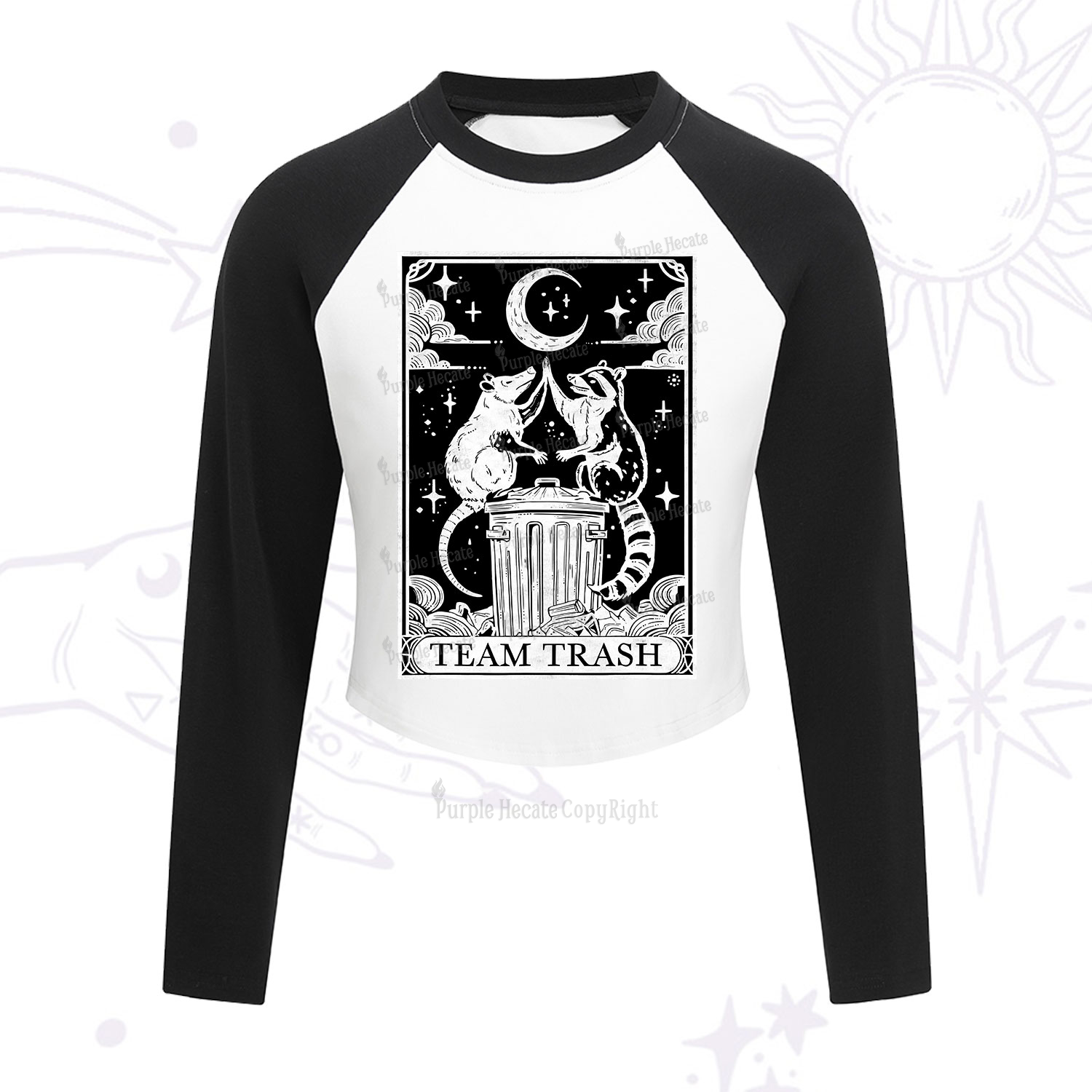 Purplehecate The Team Trash Tarot Cropped Raglan Long Sleeve T-Shirt