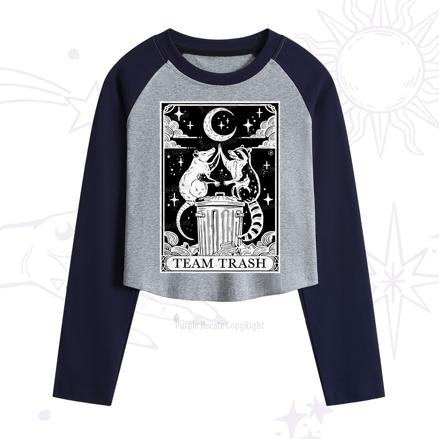 Purplehecate The Team Trash Tarot Cropped Raglan Long Sleeve T-Shirt