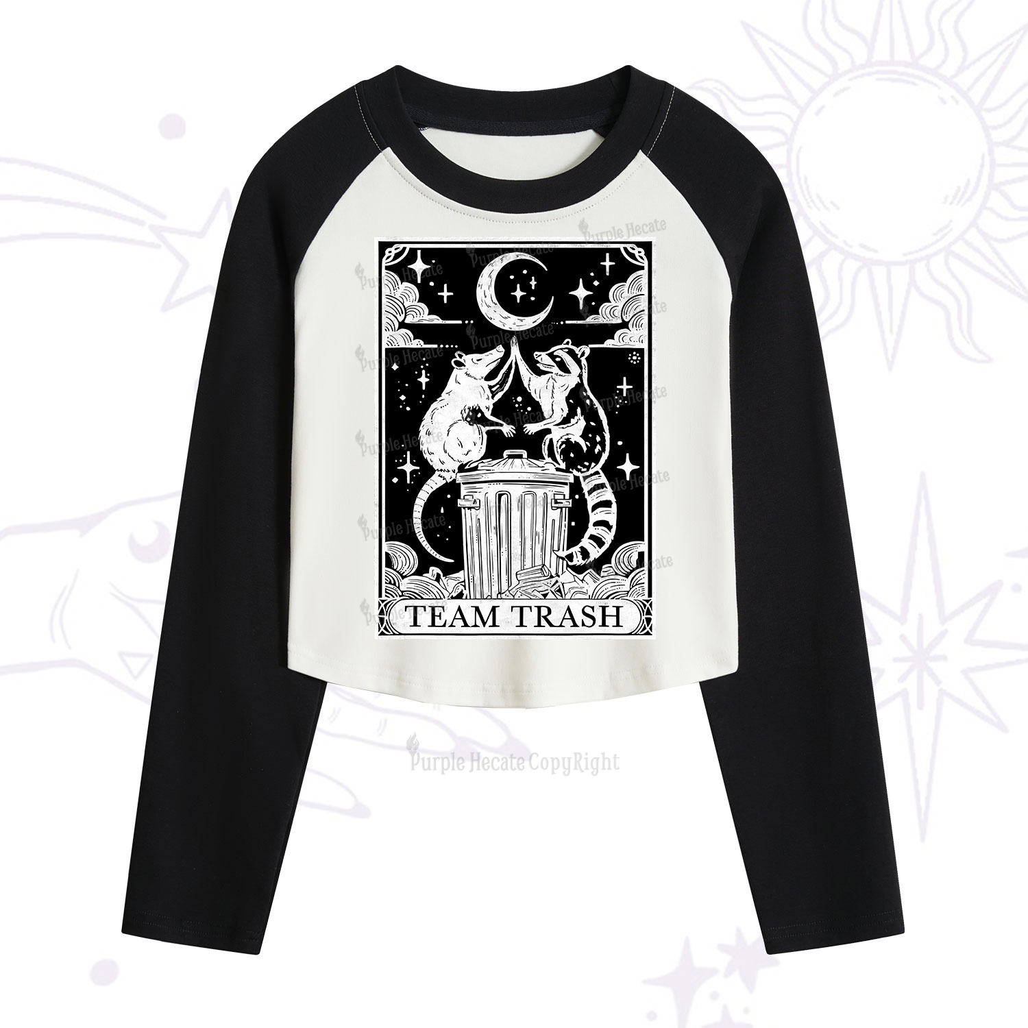 Purplehecate The Team Trash Tarot Cropped Raglan Long Sleeve T-Shirt