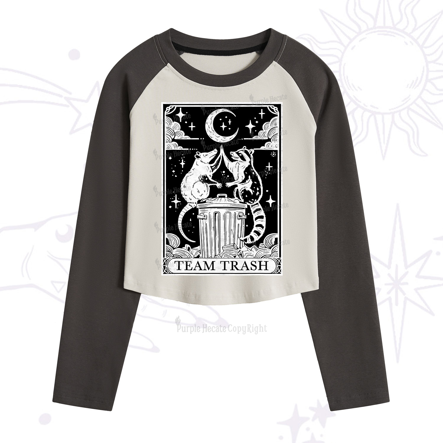 Purplehecate The Team Trash Tarot Cropped Raglan Long Sleeve T-Shirt