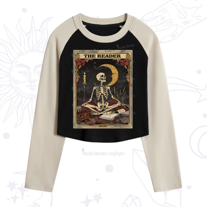 Purplehecate The Reader Tarot Card Cropped Raglan Long Sleeve T-Shirt