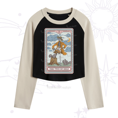 Purplehecate The Two Of Deez Tarot Cropped Raglan Long Sleeve T-Shirt