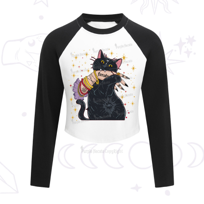 Purplehecate Feral Cat Cropped Raglan Long Sleeve T-Shirt