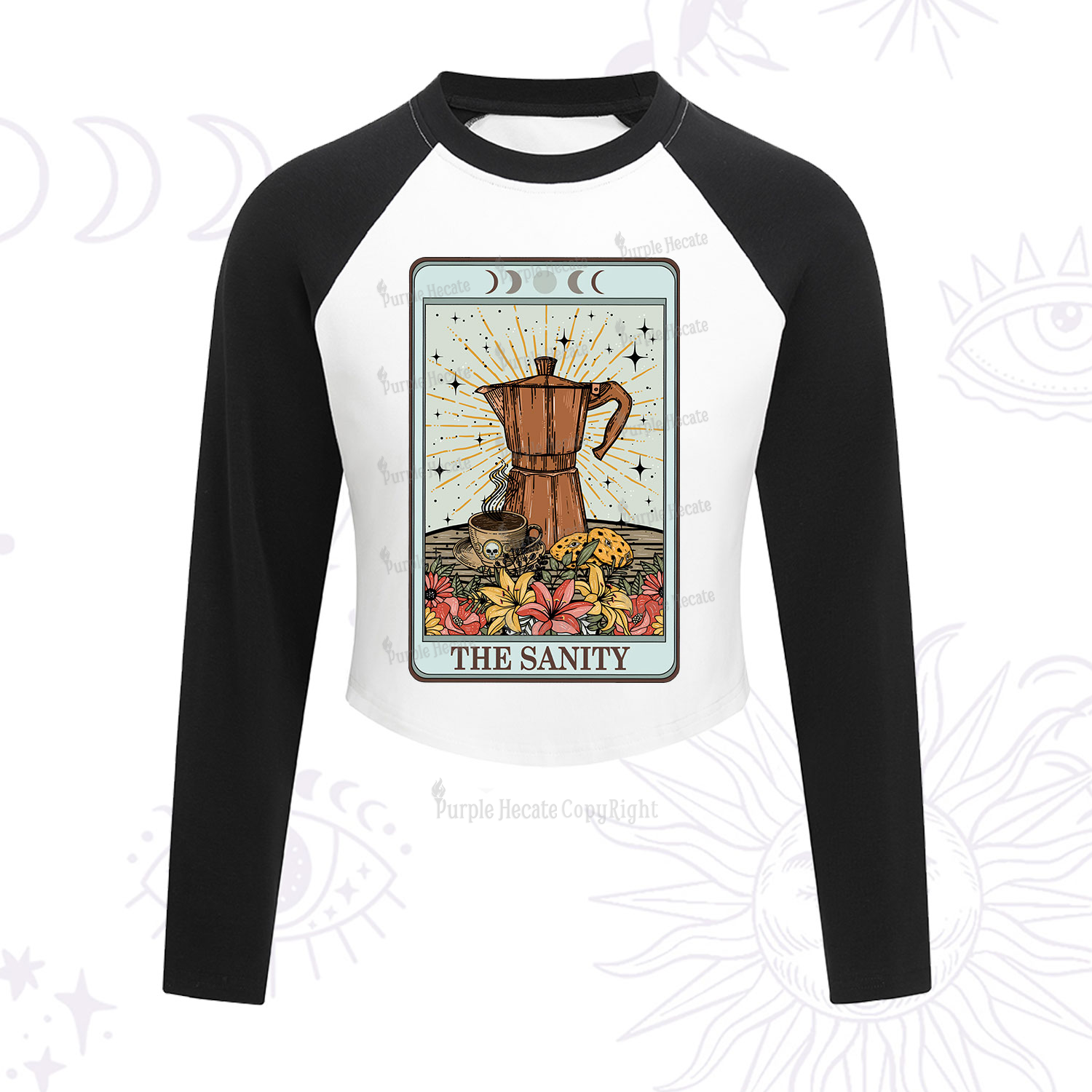 Purplehecate The Sanity Tarot Cropped Raglan Long Sleeve T-Shirt