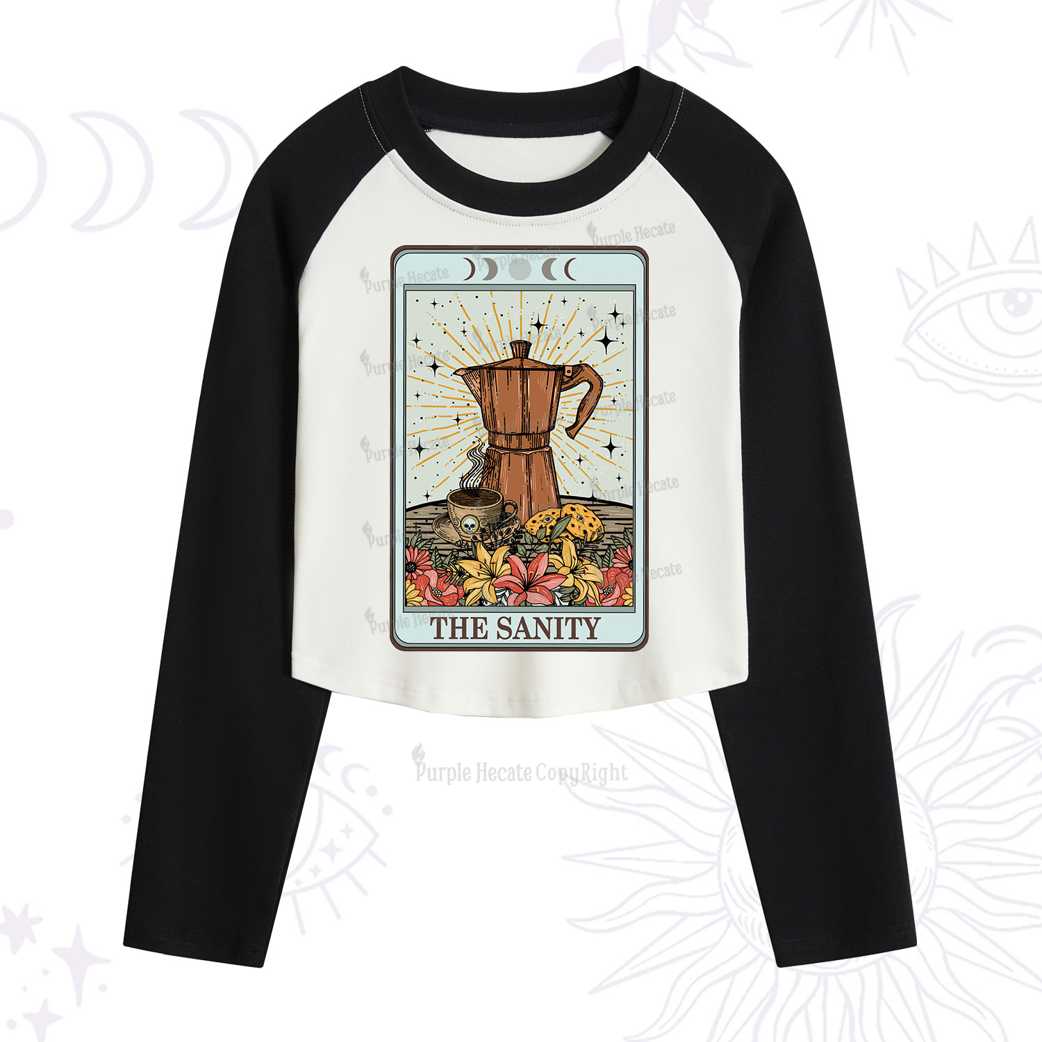 Purplehecate The Sanity Tarot Cropped Raglan Long Sleeve T-Shirt