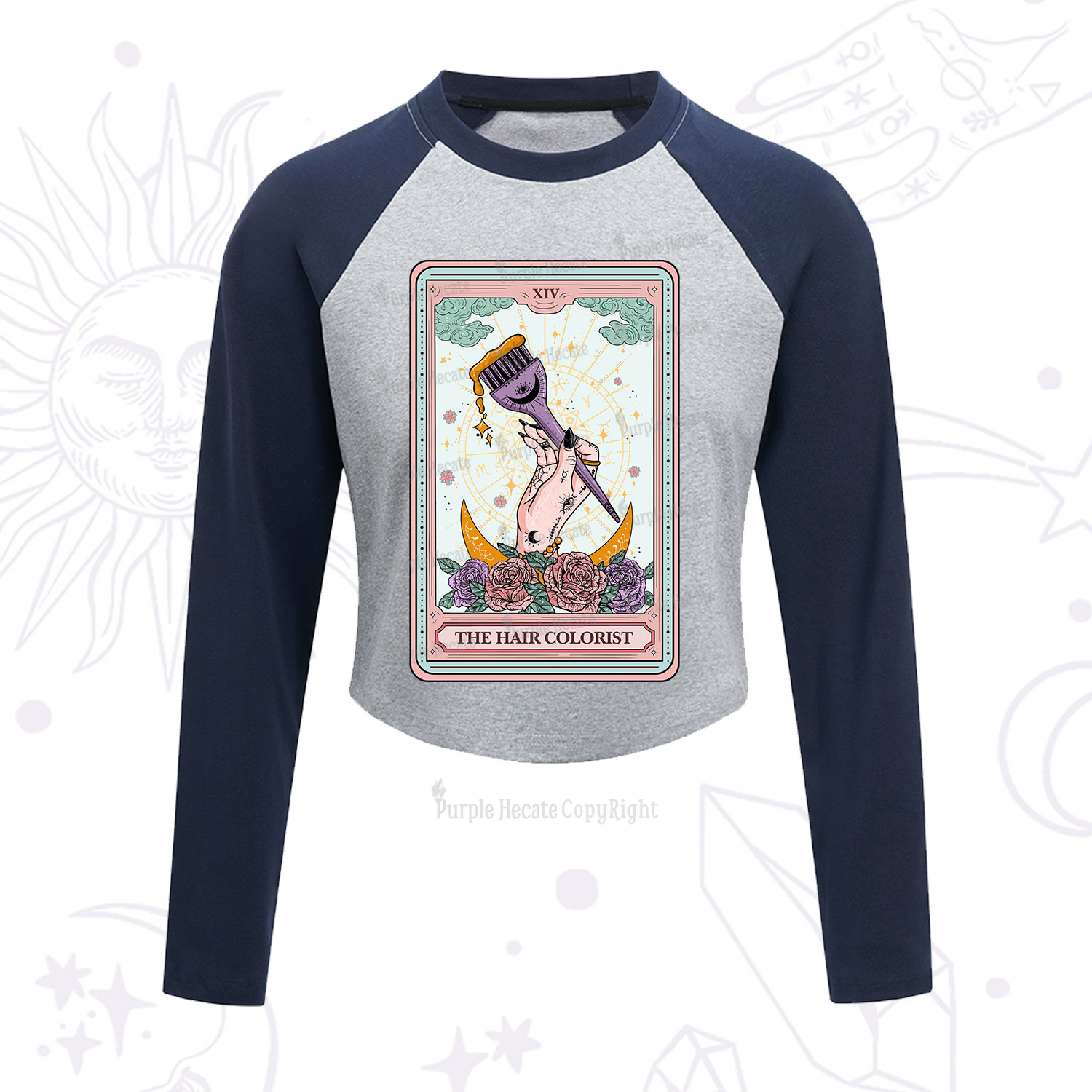 Purplehecate The Hair Colorist Tarot Cropped Raglan Long Sleeve T-Shirt