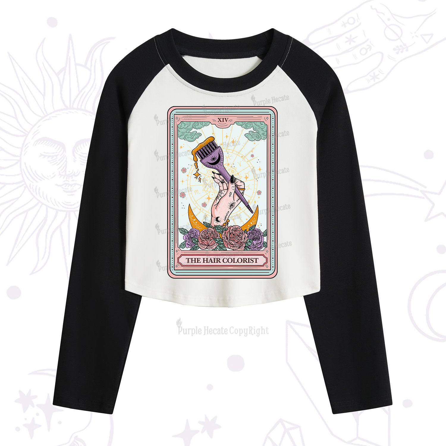 Purplehecate The Hair Colorist Tarot Cropped Raglan Long Sleeve T-Shirt