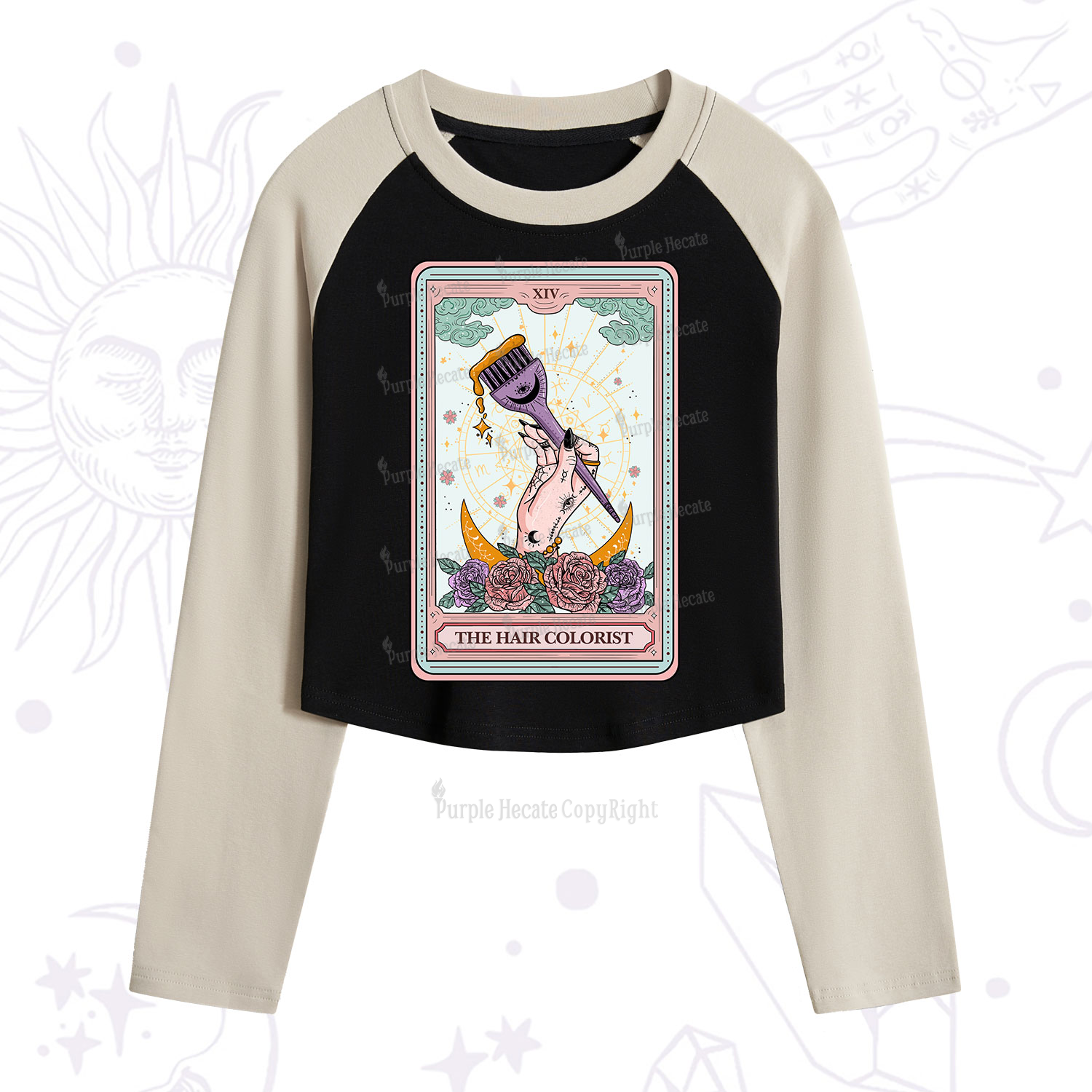 Purplehecate The Hair Colorist Tarot Cropped Raglan Long Sleeve T-Shirt