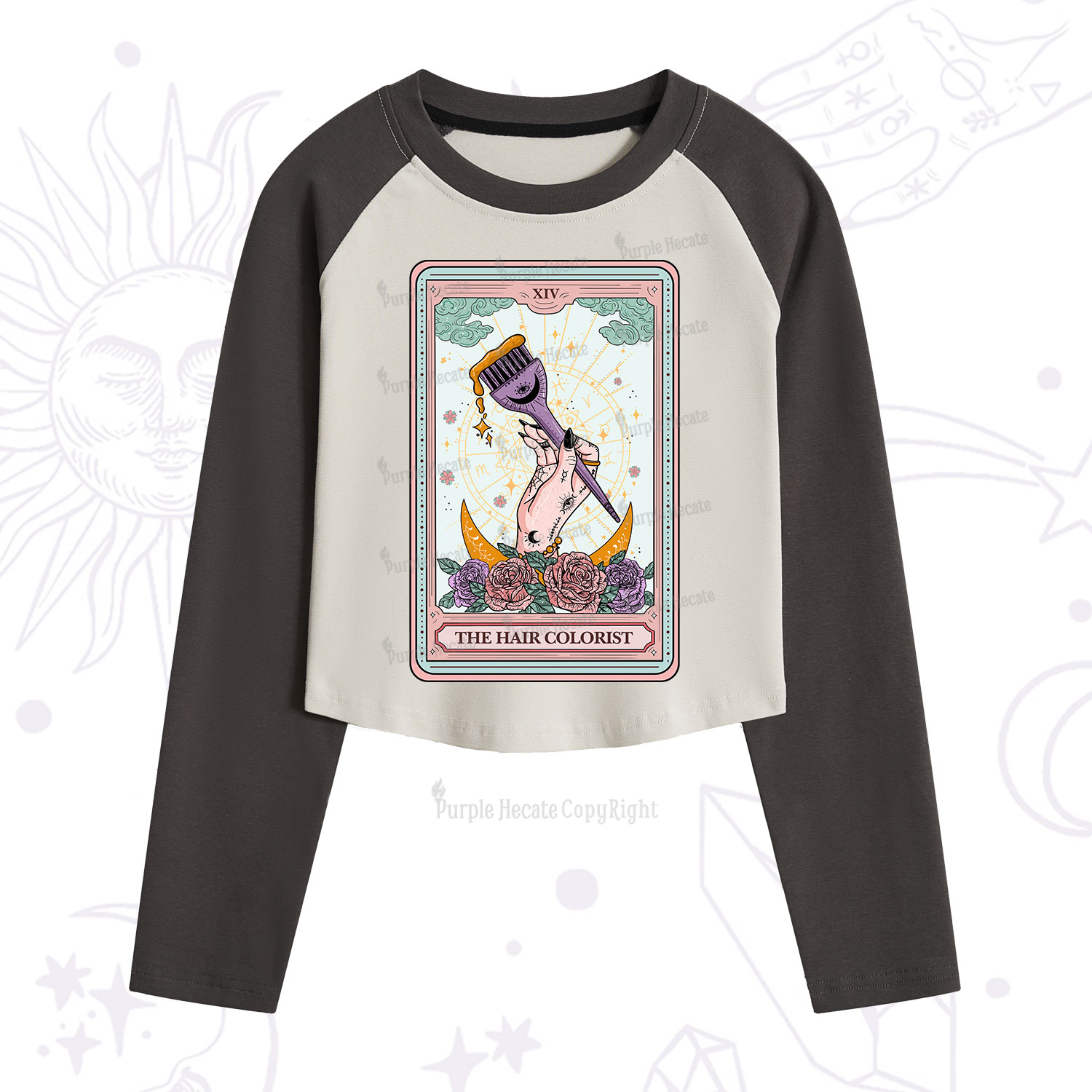 Purplehecate The Hair Colorist Tarot Cropped Raglan Long Sleeve T-Shirt