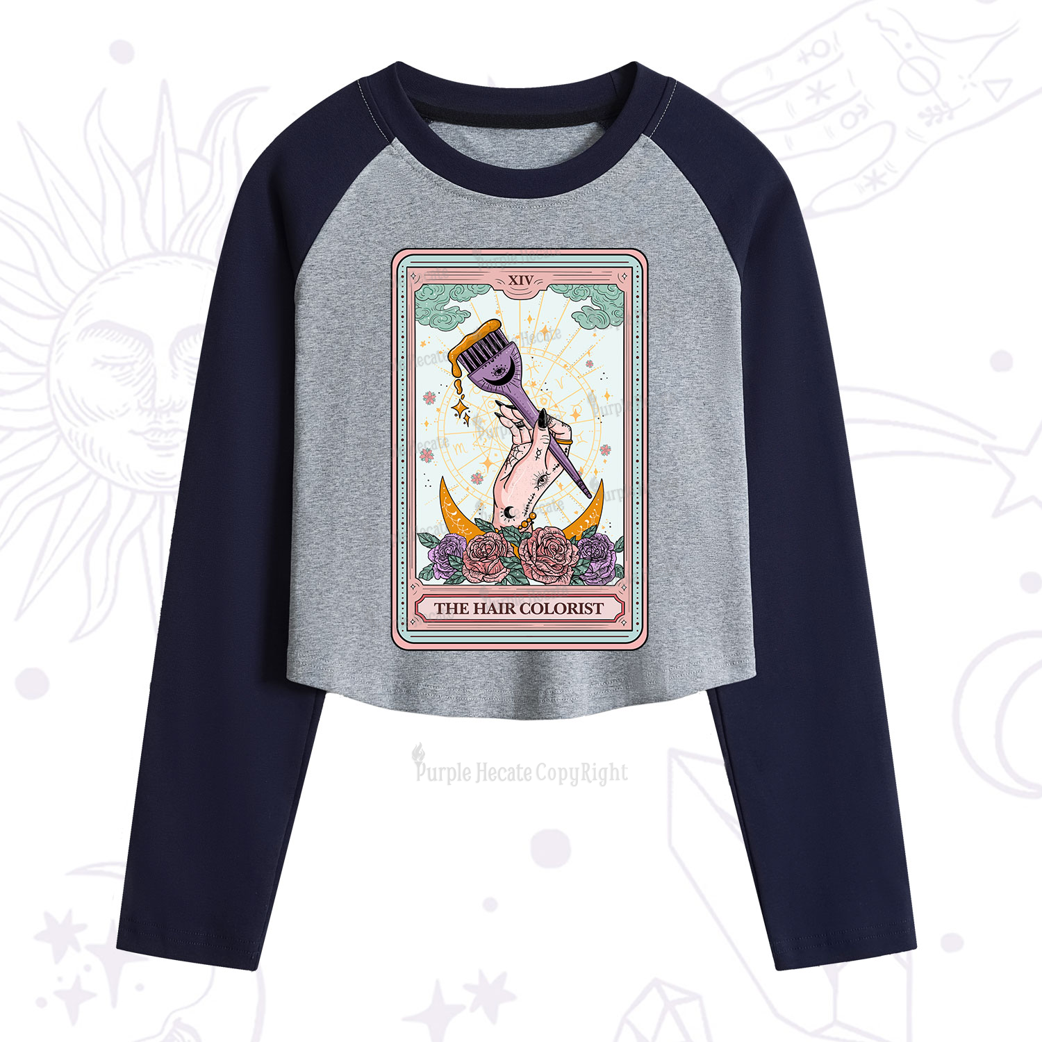 Purplehecate The Hair Colorist Tarot Cropped Raglan Long Sleeve T-Shirt