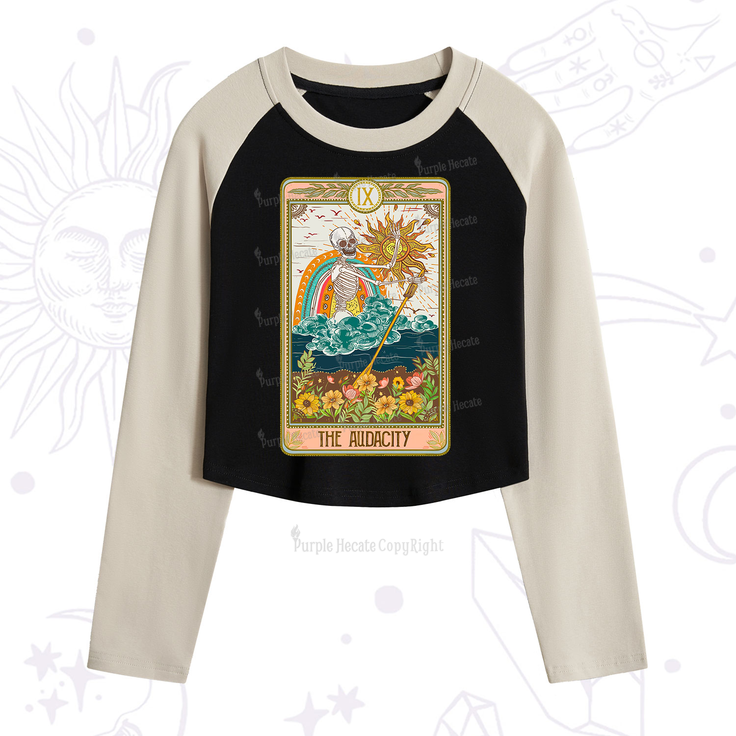 Purplehecate The Audacity Tarot Card Cropped Raglan Long Sleeve T-Shirt