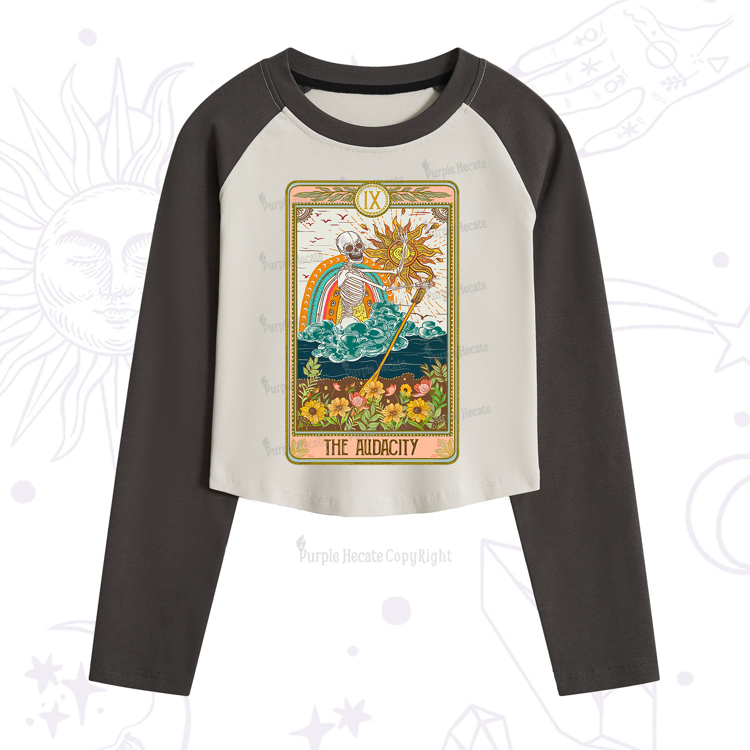 Purplehecate The Audacity Tarot Card Cropped Raglan Long Sleeve T-Shirt