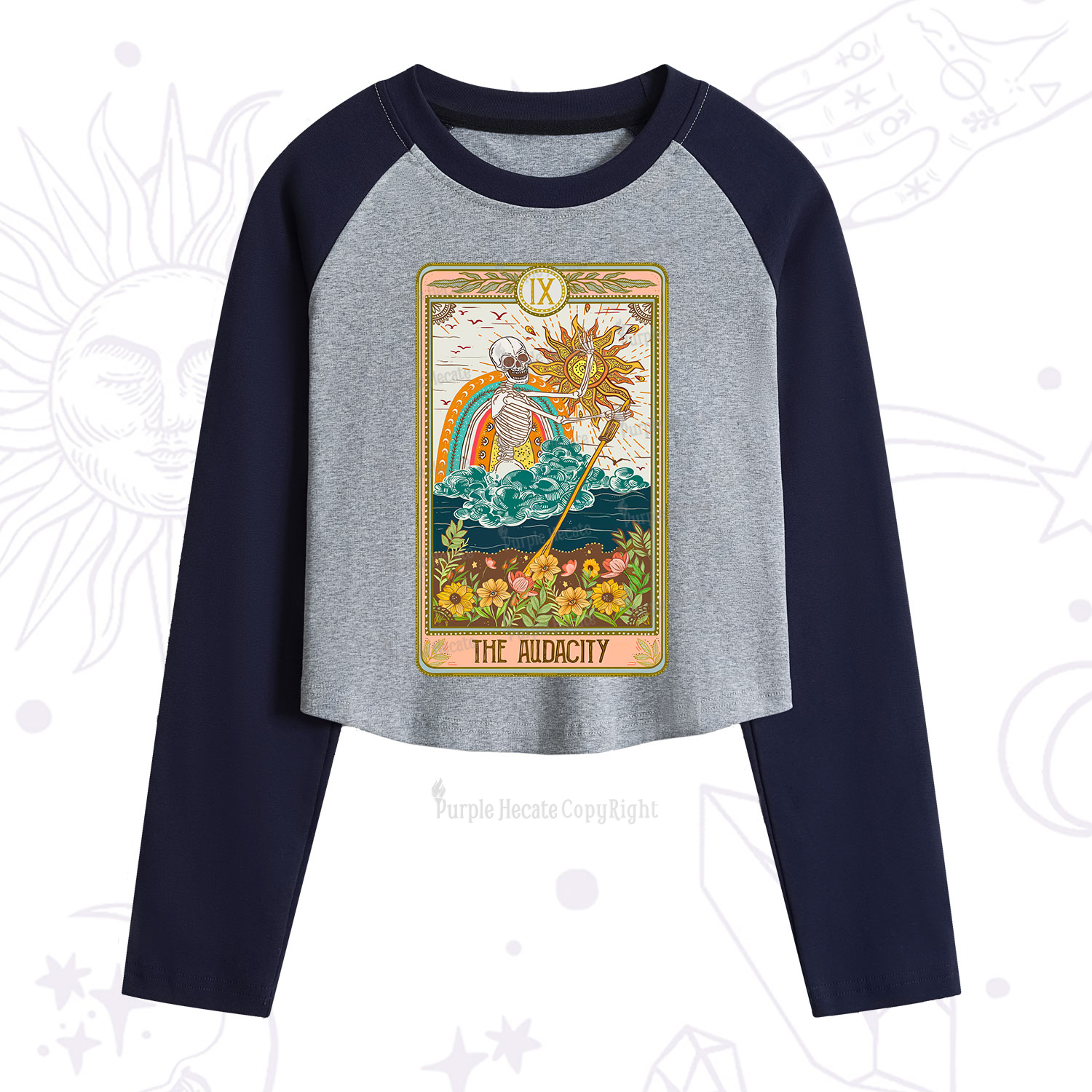 Purplehecate The Audacity Tarot Card Cropped Raglan Long Sleeve T-Shirt