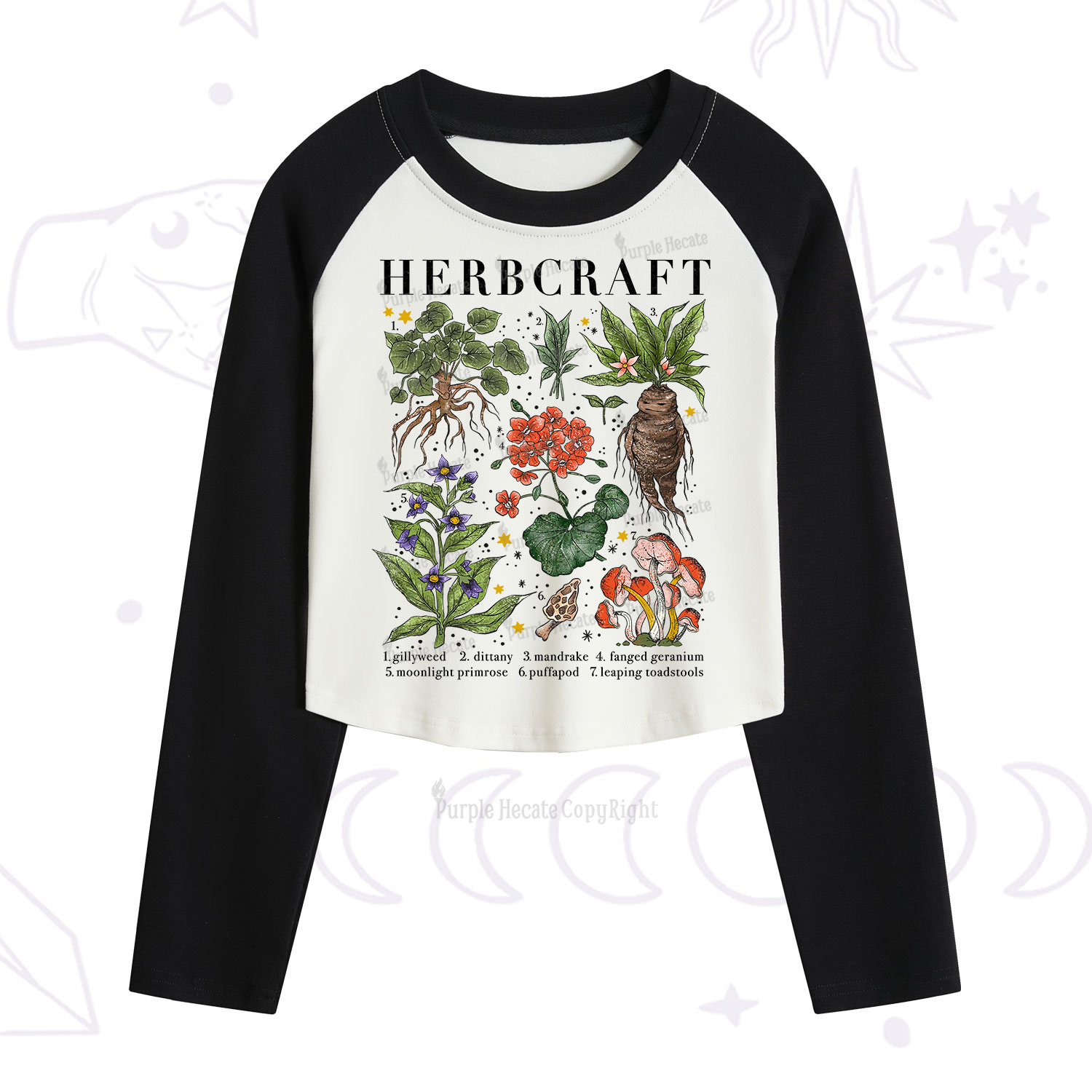 Purplehecate Magical Herbcraft Cropped Raglan Long Sleeve T-Shirt