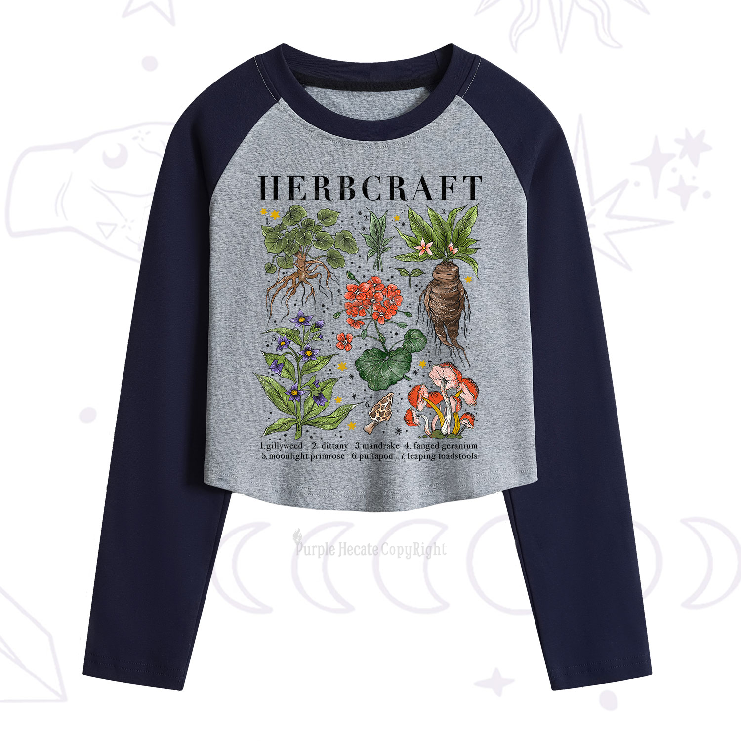 Purplehecate Magical Herbcraft Cropped Raglan Long Sleeve T-Shirt