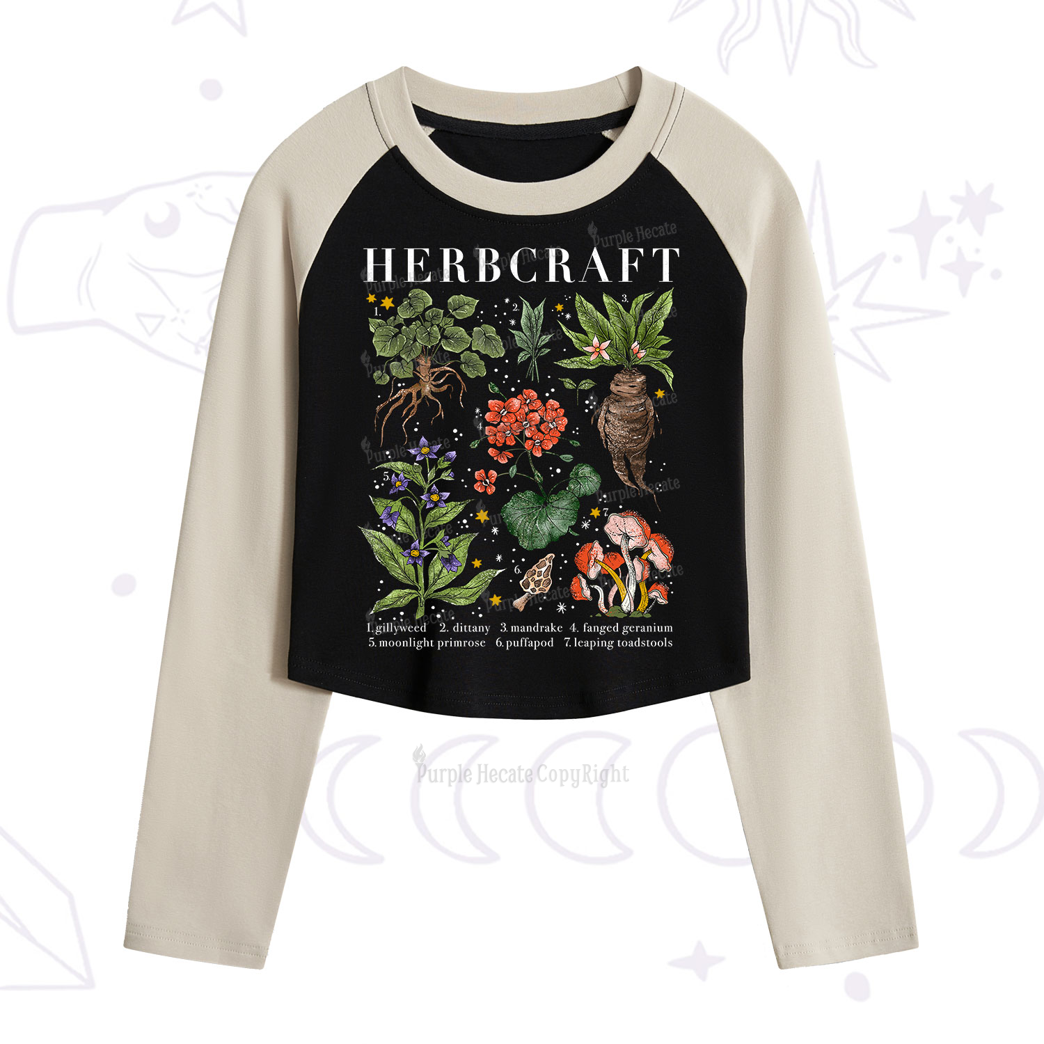 Purplehecate Magical Herbcraft Cropped Raglan Long Sleeve T-Shirt