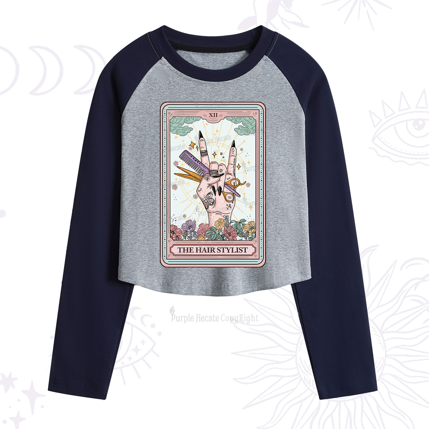 Purplehecate The Hair Stylist Tarot Cropped Raglan Long Sleeve T-Shirt
