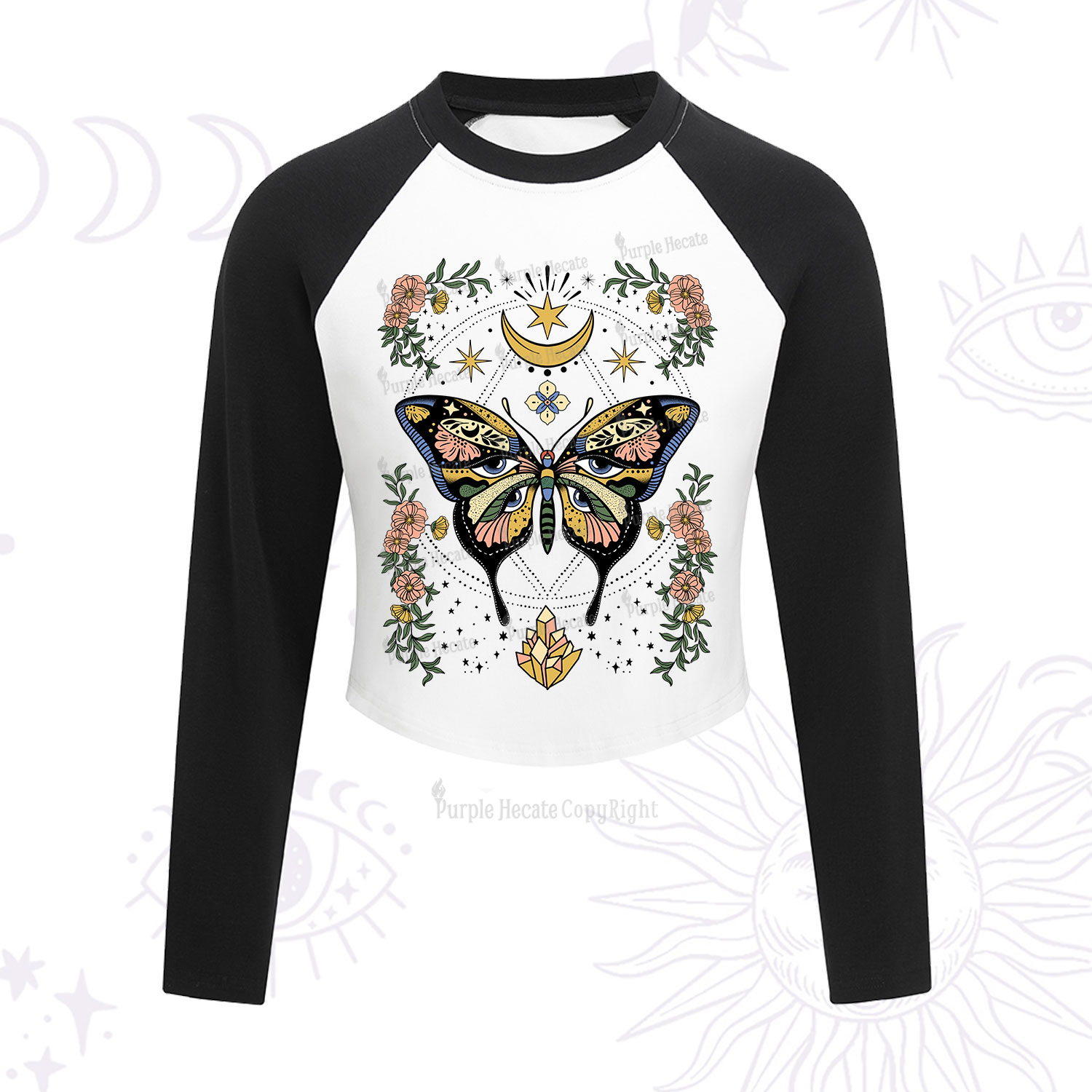 Purplehecate I Am Opening Cropped Raglan Long Sleeve T-Shirt