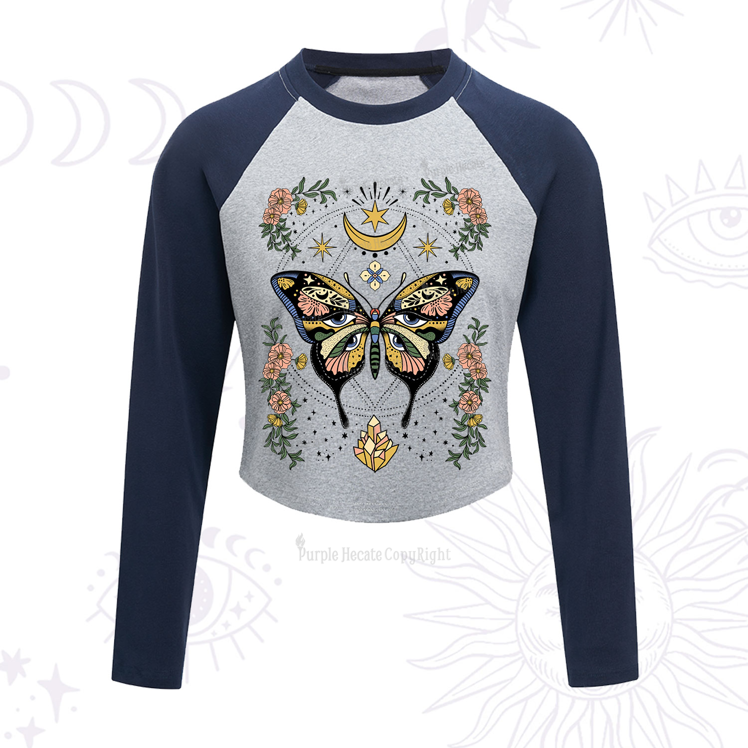 Purplehecate I Am Opening Cropped Raglan Long Sleeve T-Shirt