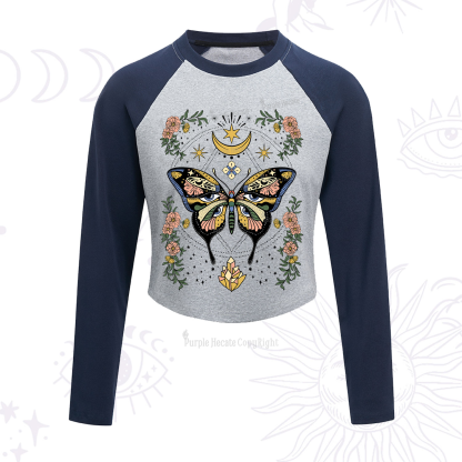 Purplehecate I Am Opening Cropped Raglan Long Sleeve T-Shirt