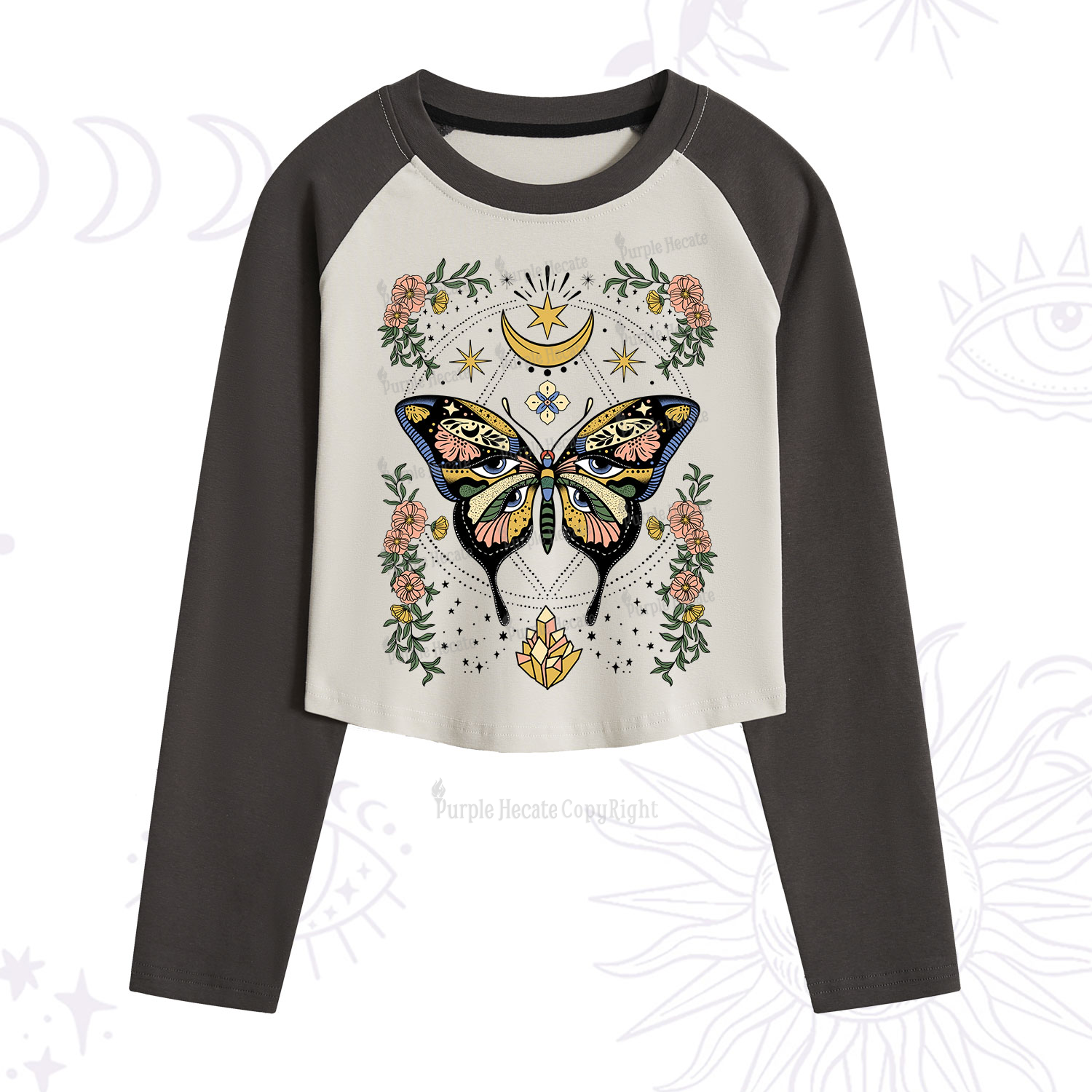 Purplehecate I Am Opening Cropped Raglan Long Sleeve T-Shirt