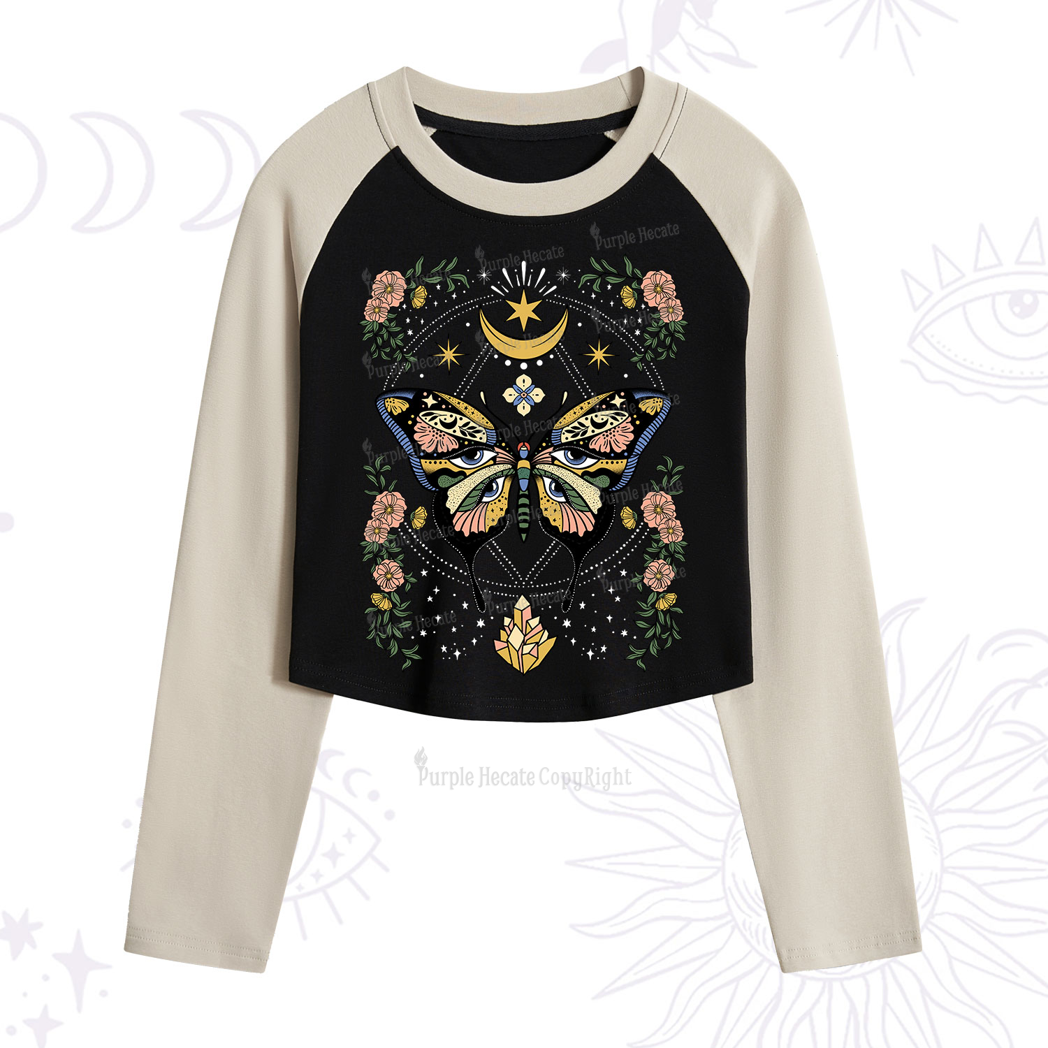 Purplehecate I Am Opening Cropped Raglan Long Sleeve T-Shirt