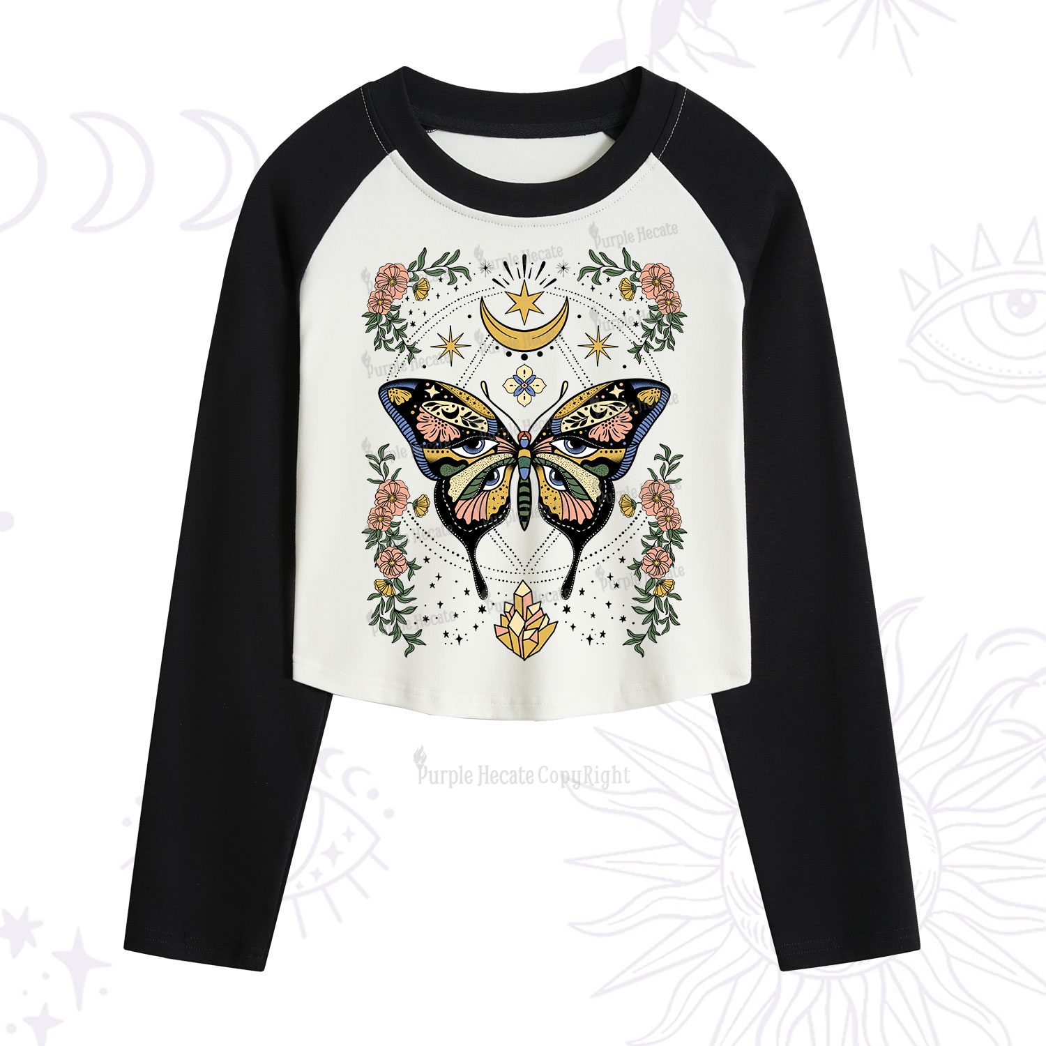 Purplehecate I Am Opening Cropped Raglan Long Sleeve T-Shirt