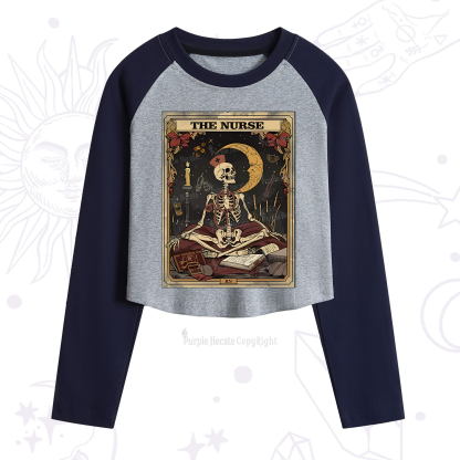 Purplehecate The Nurse Tarot Card Cropped Raglan Long Sleeve T-Shirt