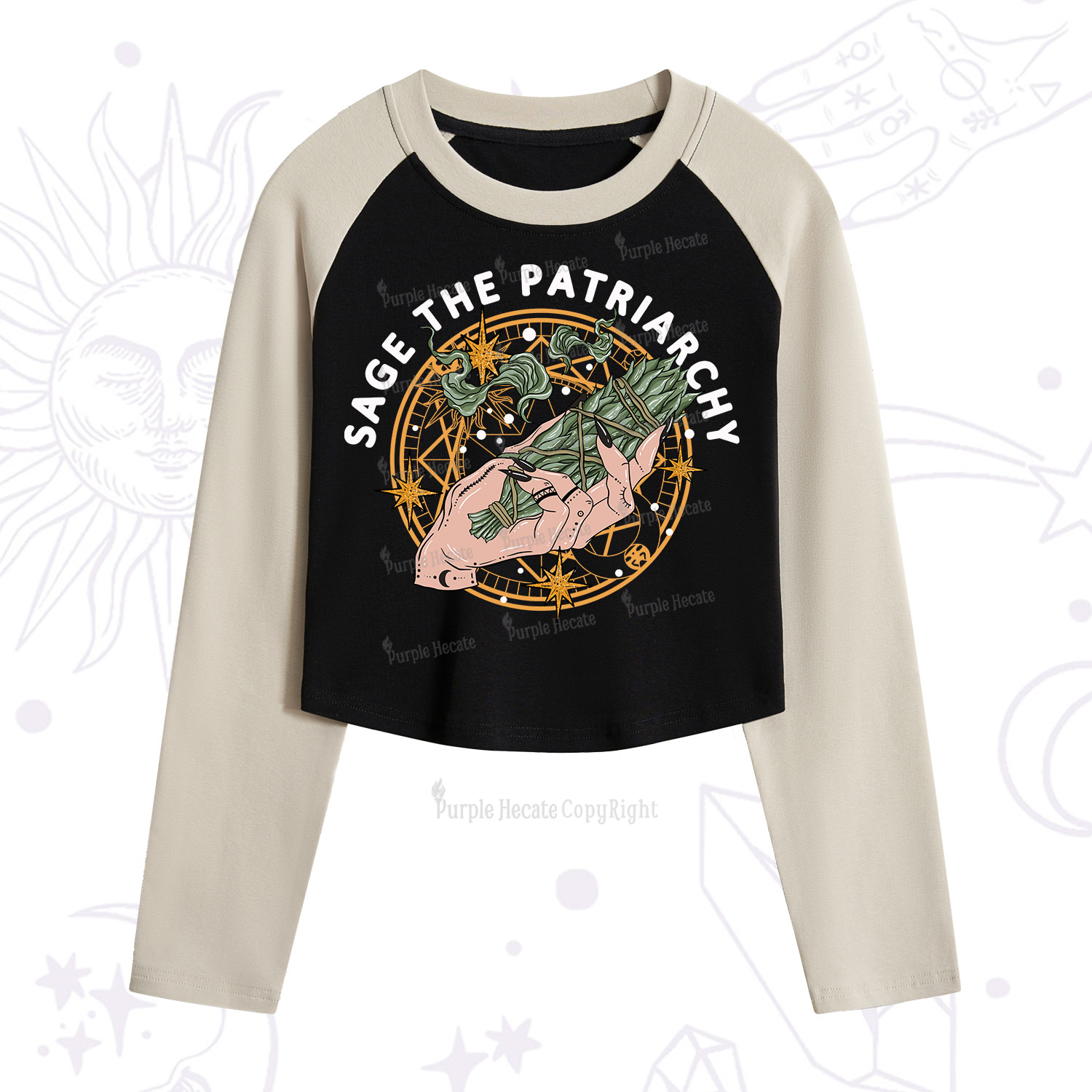 Purplehecate Sage The Patriarchy Cropped Raglan Long Sleeve T-Shirt