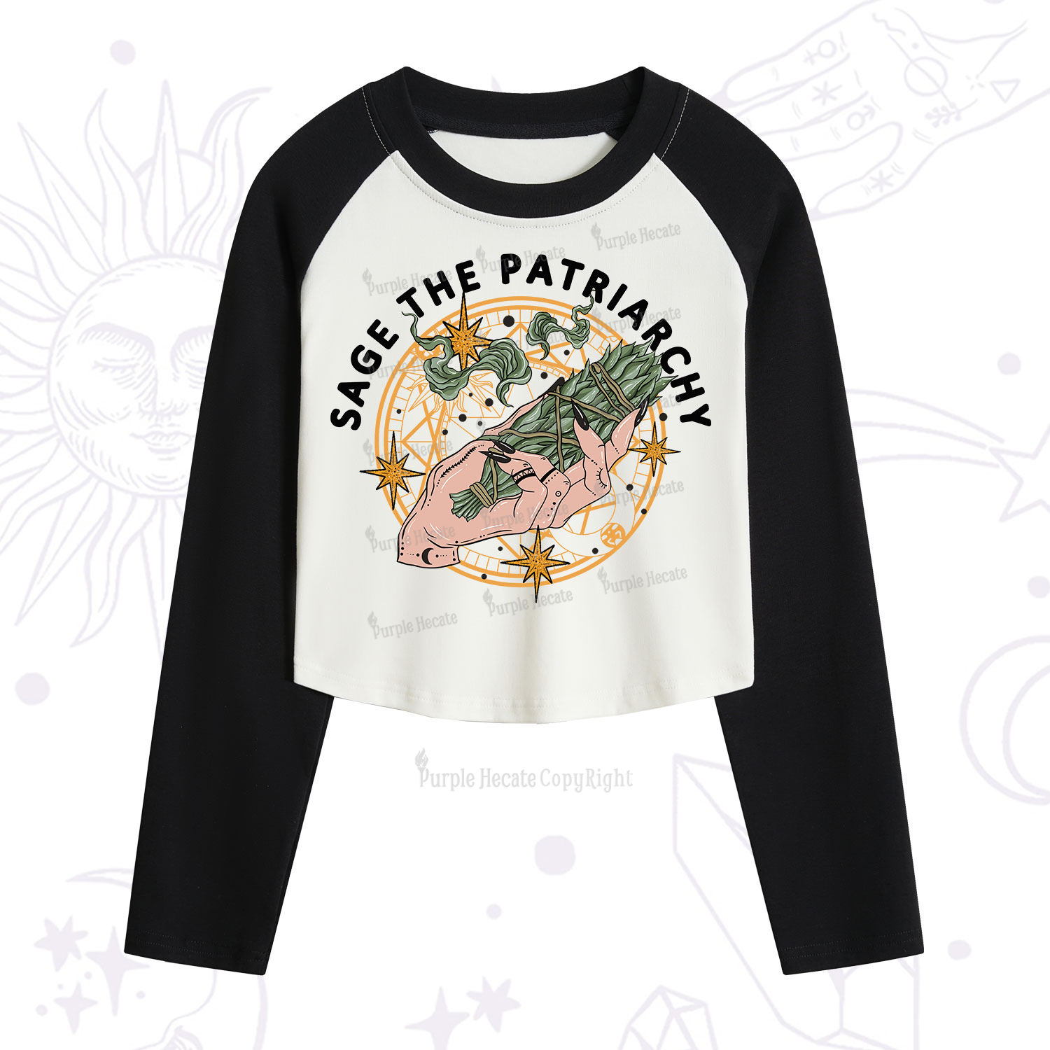 Purplehecate Sage The Patriarchy Cropped Raglan Long Sleeve T-Shirt
