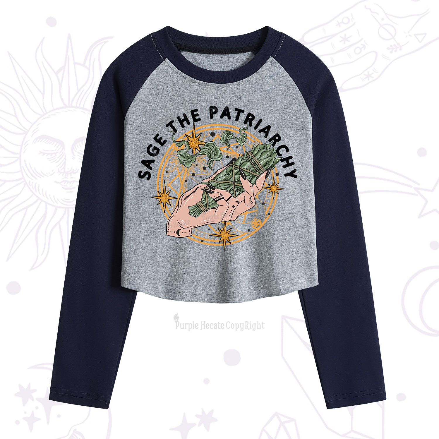 Purplehecate Sage The Patriarchy Cropped Raglan Long Sleeve T-Shirt