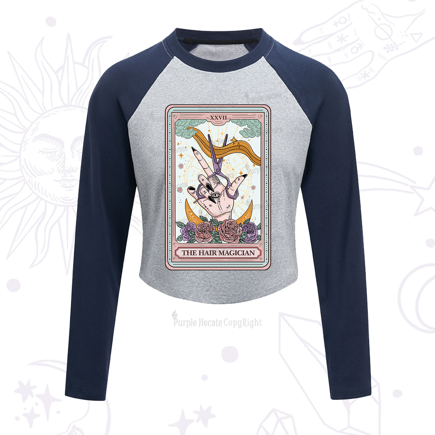 Purplehecate The Hair Magician Tarot Cropped Raglan Long Sleeve T-Shirt