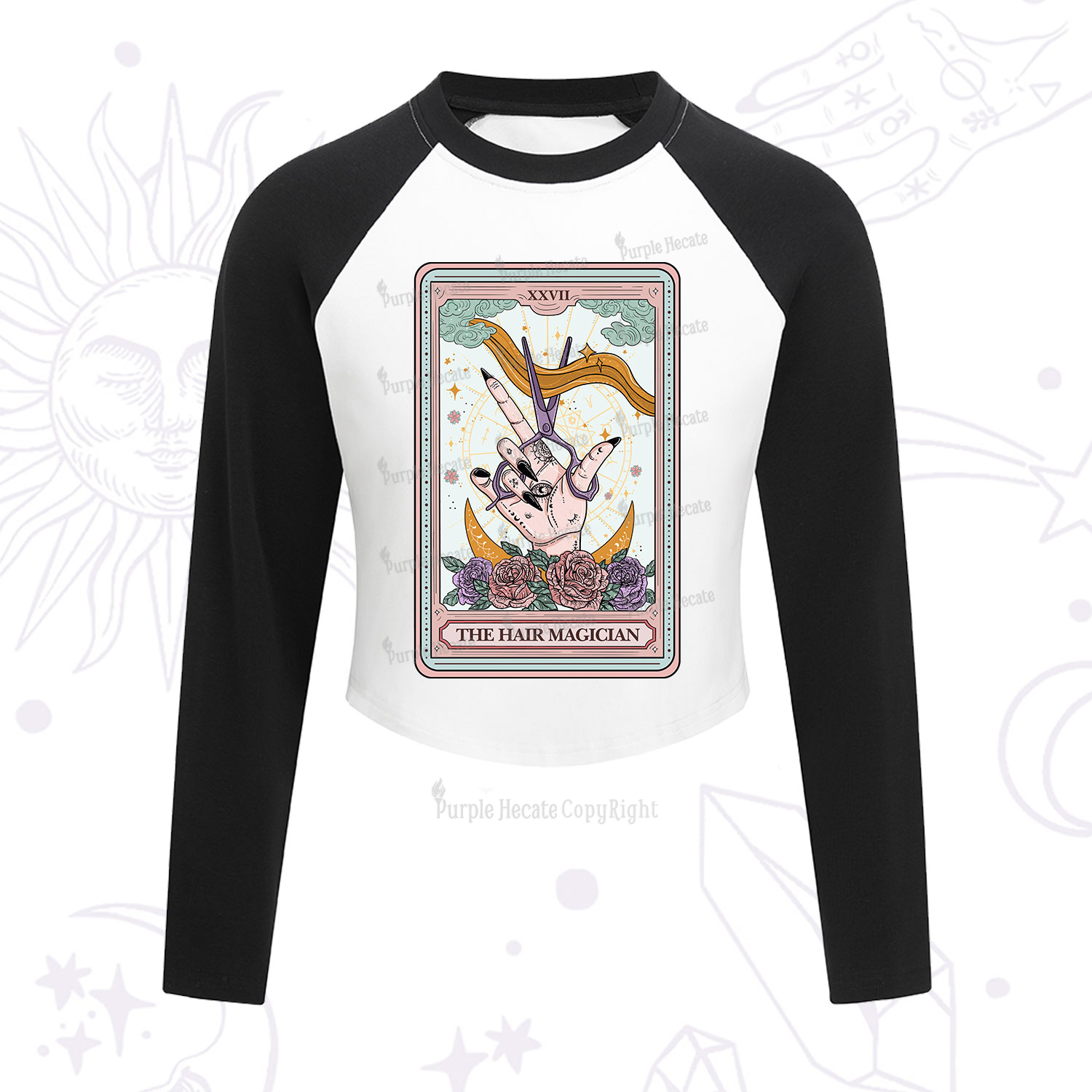 Purplehecate The Hair Magician Tarot Cropped Raglan Long Sleeve T-Shirt