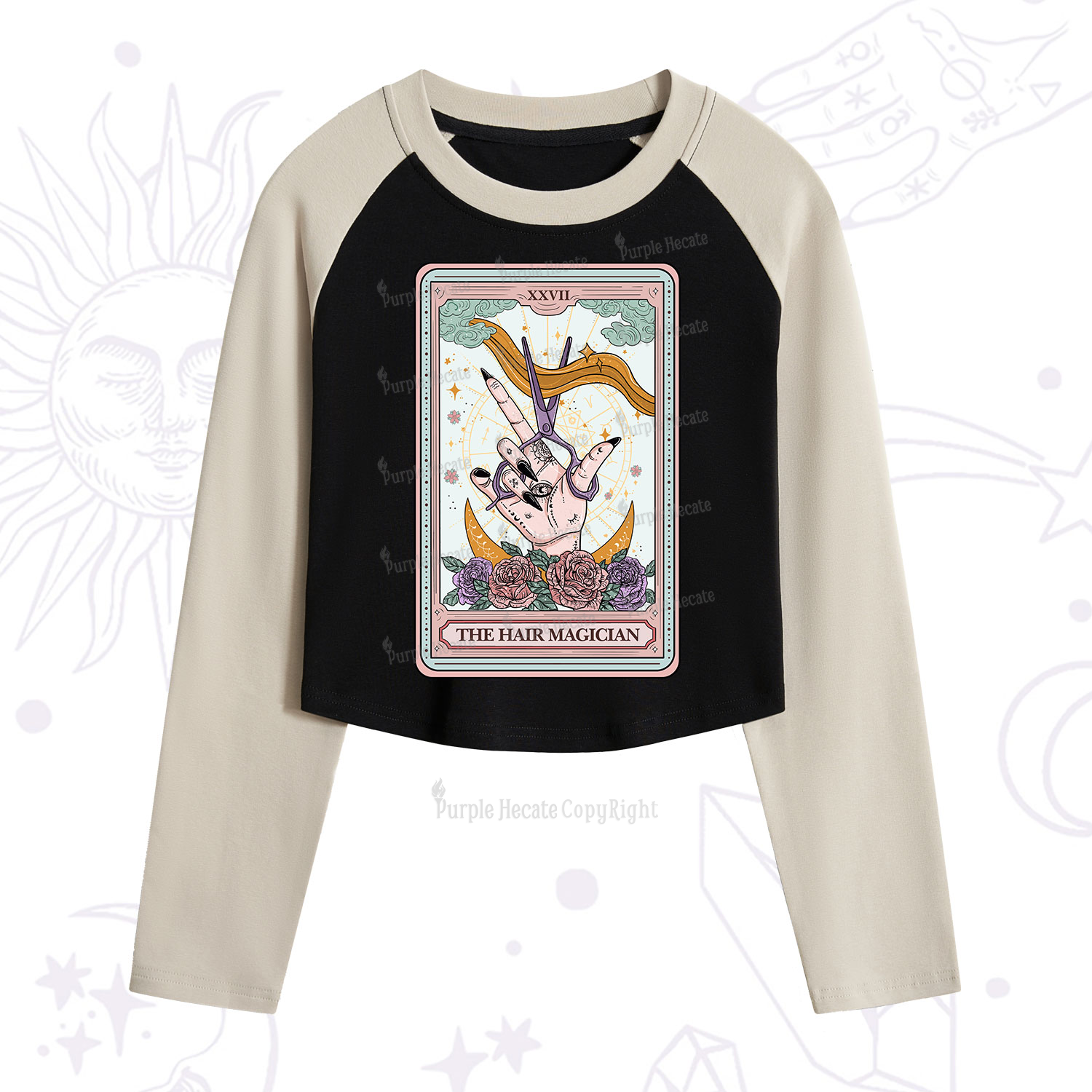 Purplehecate The Hair Magician Tarot Cropped Raglan Long Sleeve T-Shirt