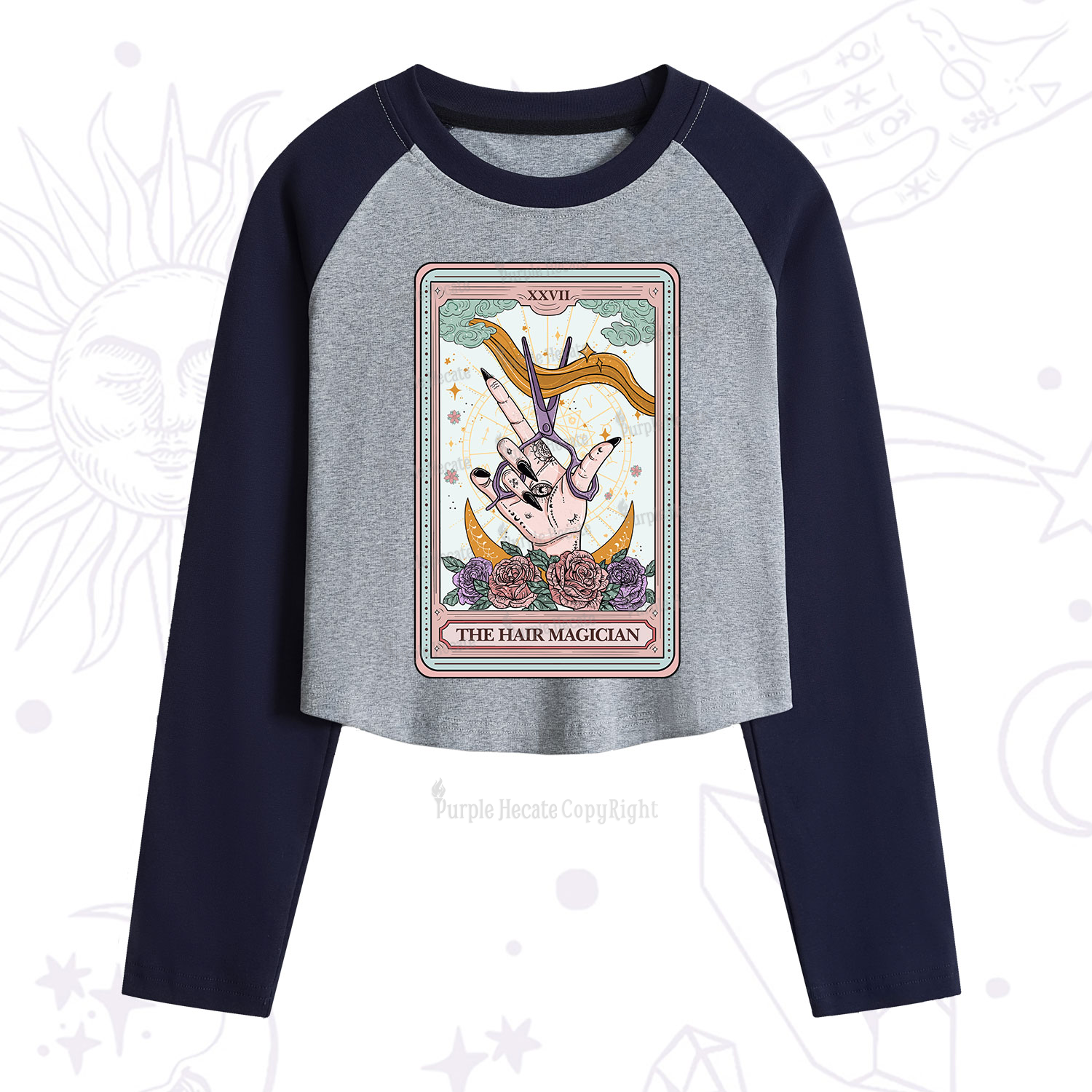 Purplehecate The Hair Magician Tarot Cropped Raglan Long Sleeve T-Shirt