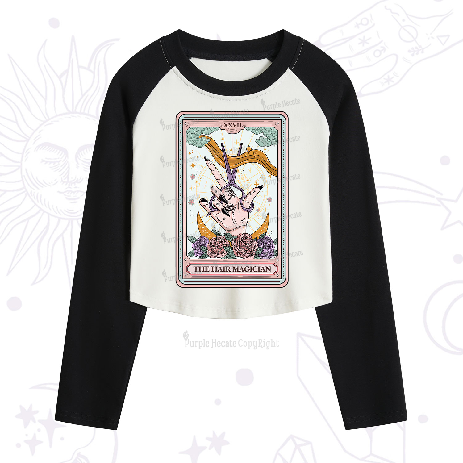 Purplehecate The Hair Magician Tarot Cropped Raglan Long Sleeve T-Shirt