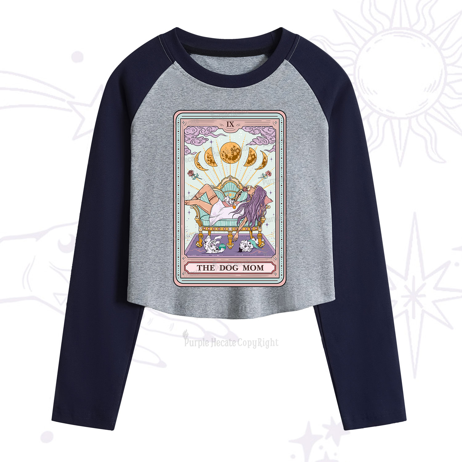 Purplehecate The Dog Mom Tarot  Cropped Raglan Long Sleeve T-Shirt